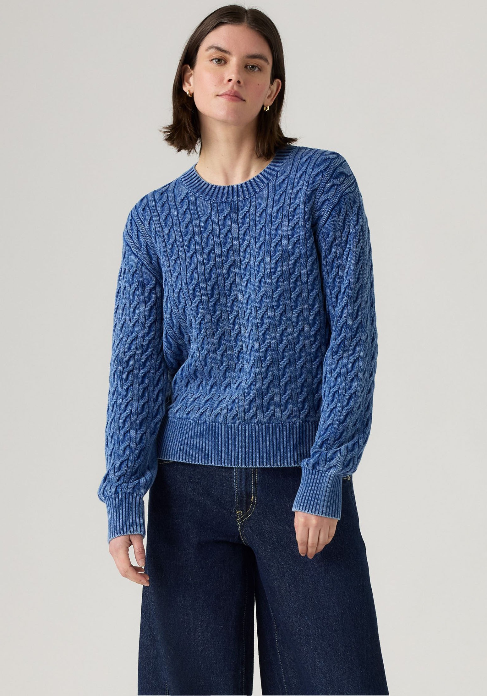Levi's® Rundhalspullover »BOYFRIEND CREW PU«, Mit Zopfmuster