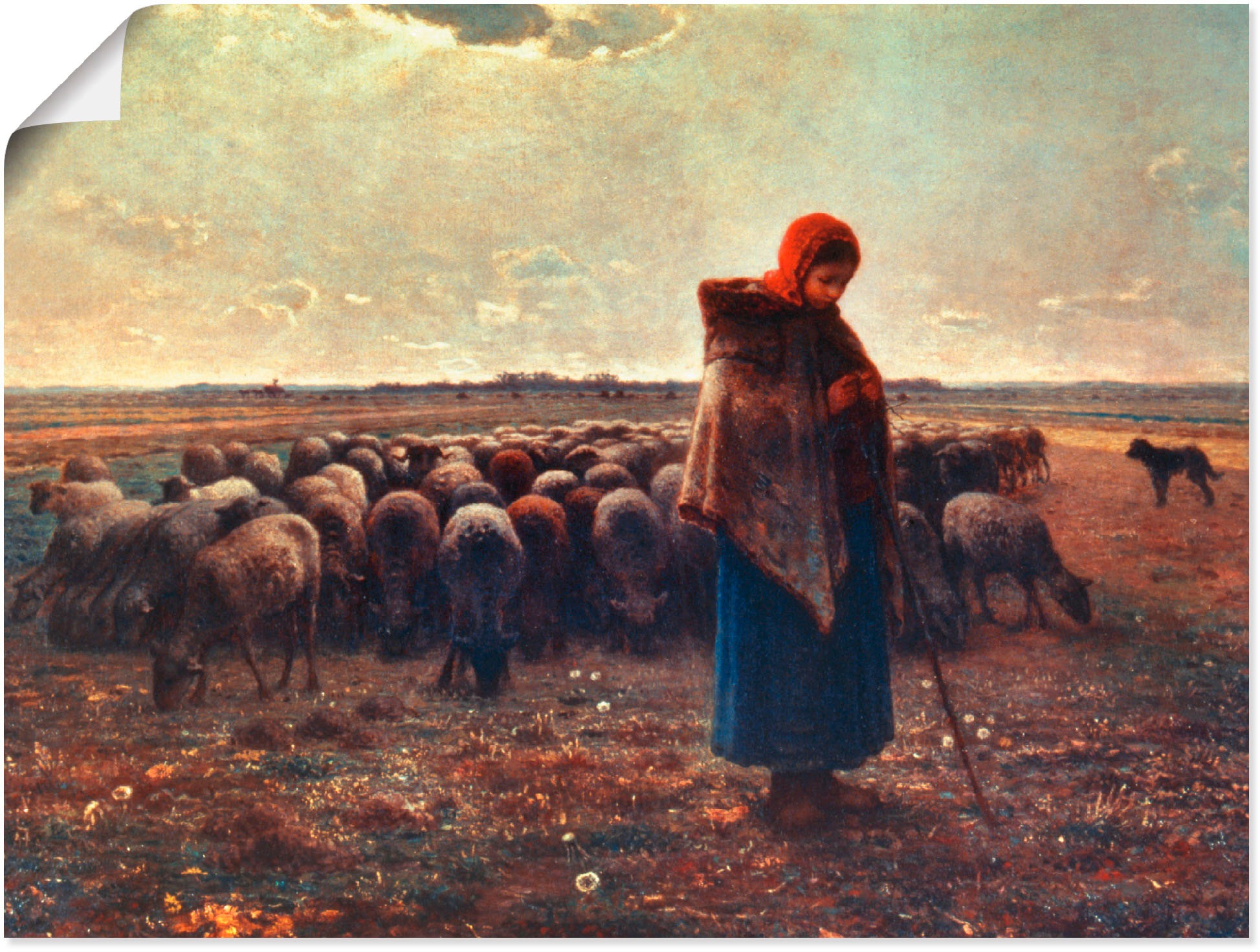 Artland Wandbild »Schäferin mit ihrer Herde, 1863«, Berufe, (1 St.), in vielen Größen & Produktarten - Alubild / Outdoorbild für den Außenbereich, Leinwandbild, Poster, Wandaufkleber / Wandtattoo auch für Badezimmer geeignet