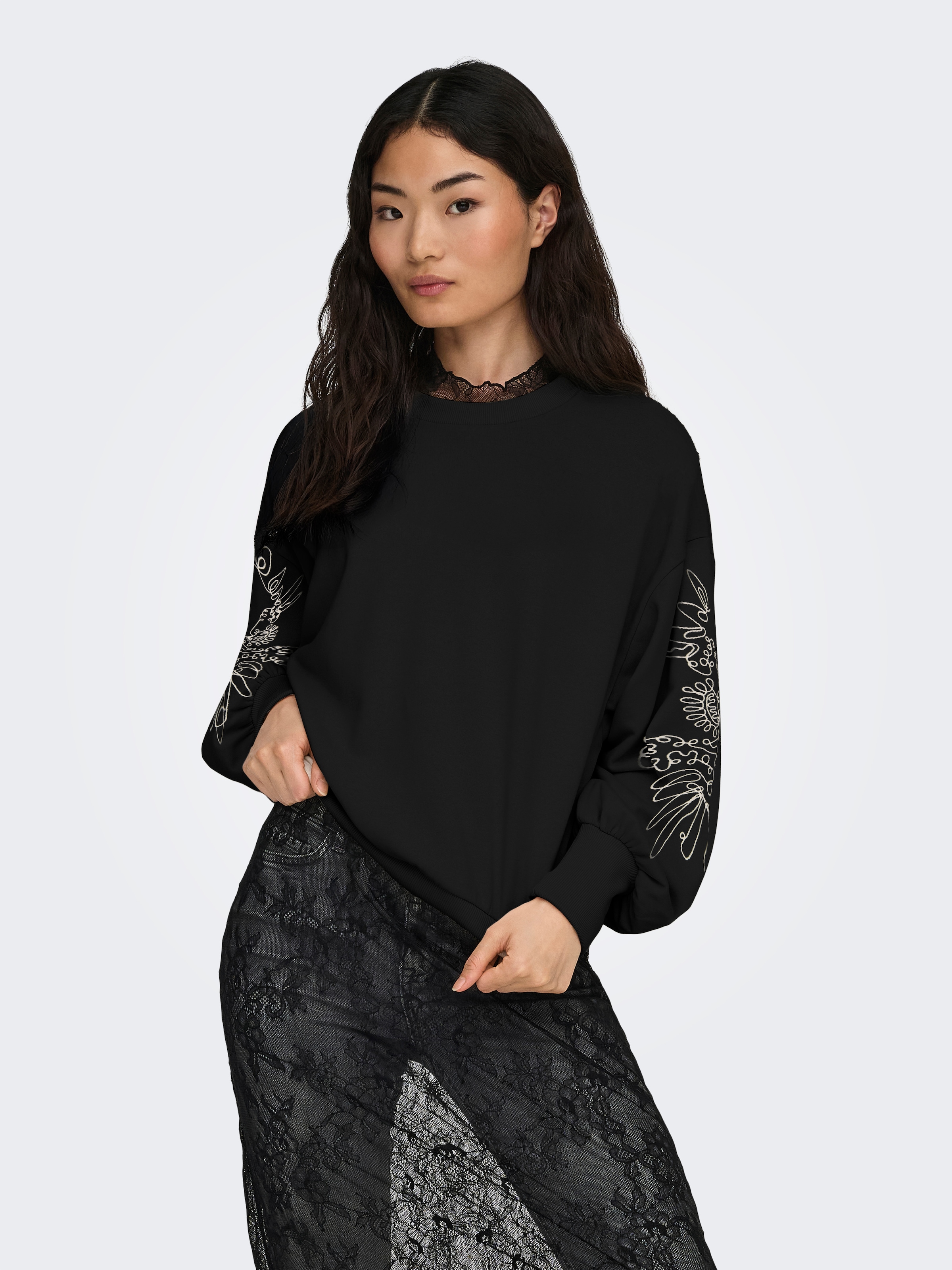 ONLY Sweatshirt »ONLBROOKE L/S O-NECK DETAIL SWT NOOS«
