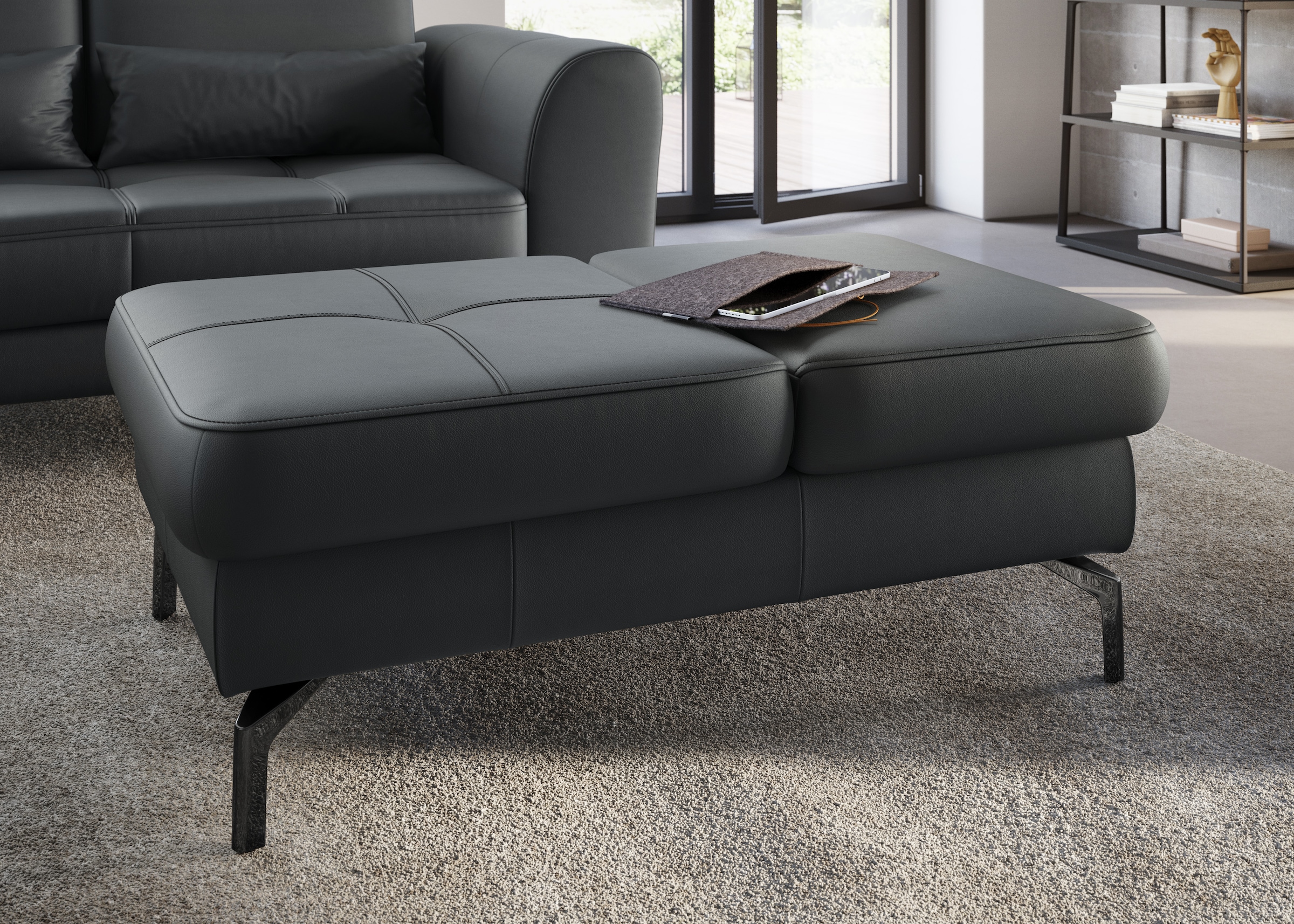 sit&more Hocker »Bendigo« mit Klappfunktion, Bodenfreiheit 15 cm, wahlweise in 2 Fußfarben