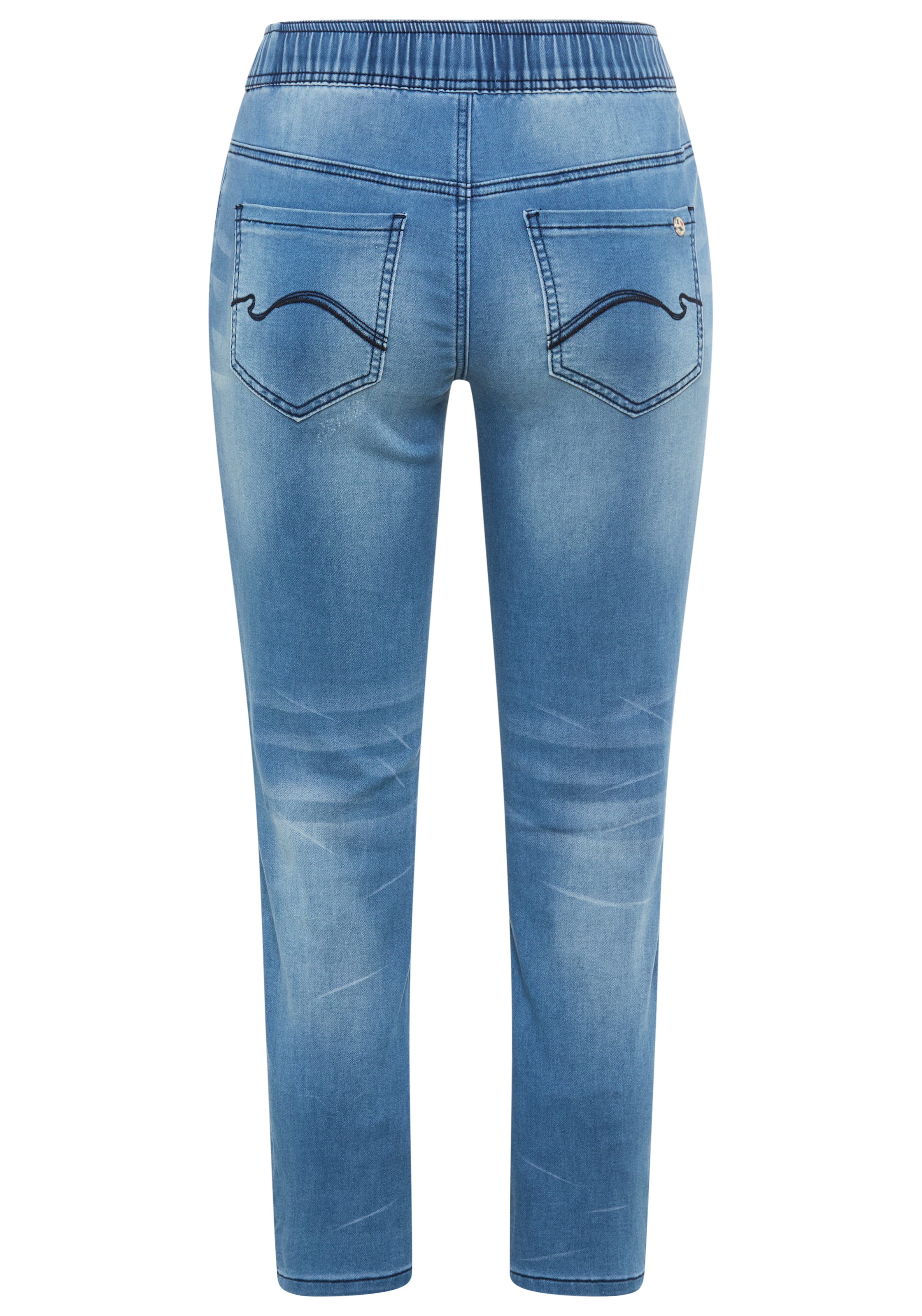 KangaROOS Jogg Pants »7/8 JOGG-DENIM« weites Bein,  mit Used-Waschung,  hohe Leibhöhe,  7/8-Länge