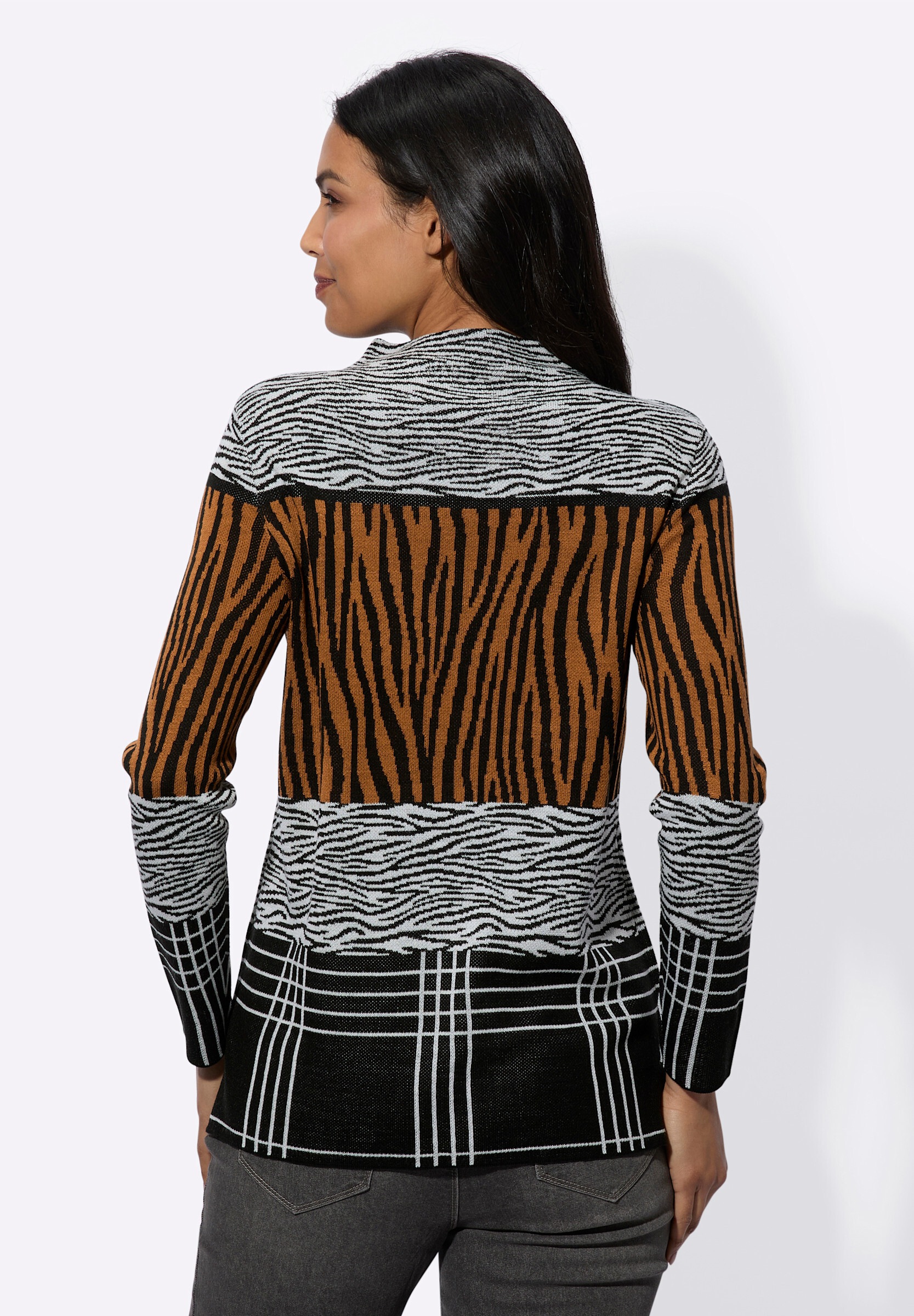 Sieh an! Longpullover »Jacquard-Pullover Jacquard-Pullover mit Kelchkragen«