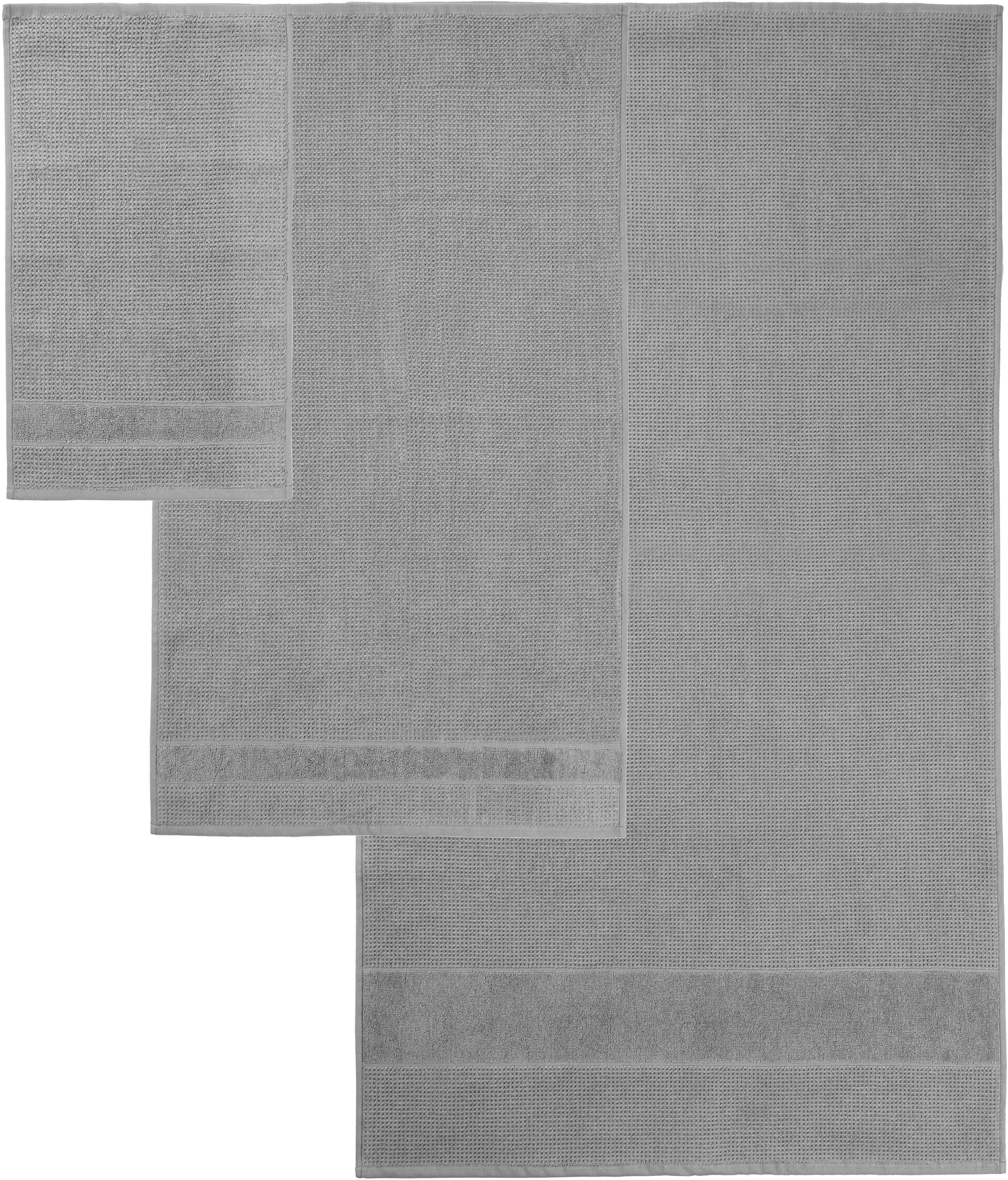 my home Handtuch Set »Kimi, Duschtuch, Handtücher und Gästetücher«, Set, 5 tlg., Walkfrottee, 100% Baumwolle, einfarbig, weich, mit Bordüre, besondere Struktur