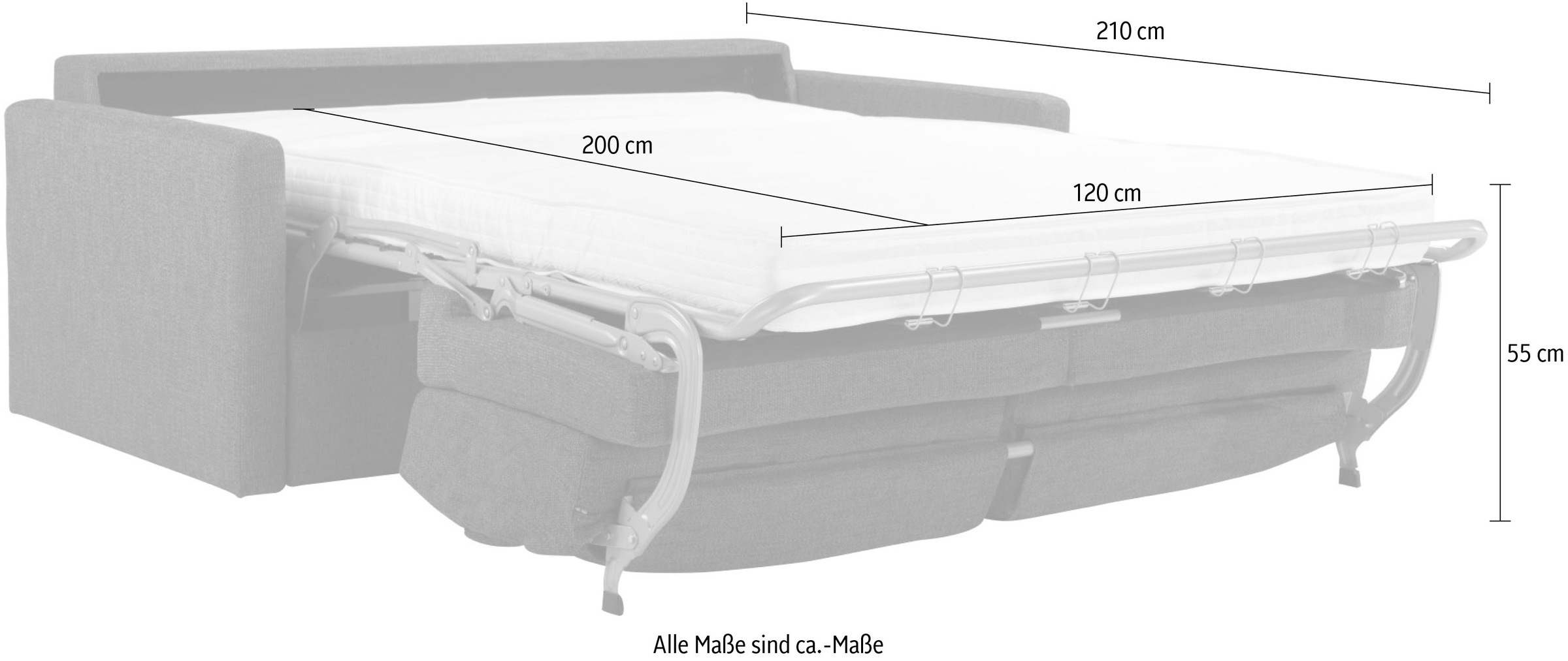 Places of Style Schlafsofa »Goldpoint 162 cm, Dauerschläfer, Liegefläche 120/200cm,«, 2-Sitzer mit Dauerschläfer-Funktion, Bonell-Federkernmatratze