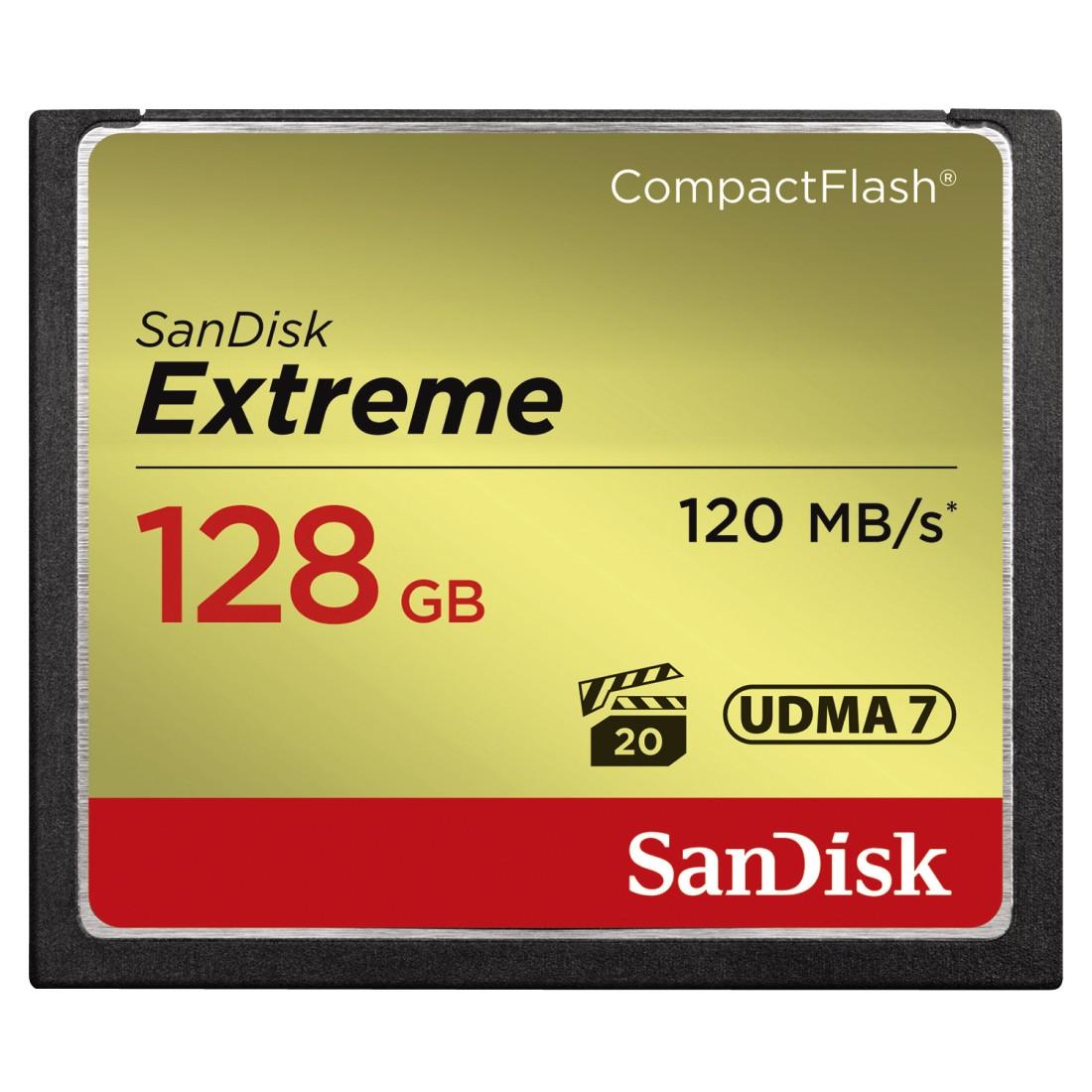 Sandisk Speicherkarte »CF Extreme« (128 GB 120 MB/s Lesegeschwindigkeit) in goldfarben, Größe 128 GB