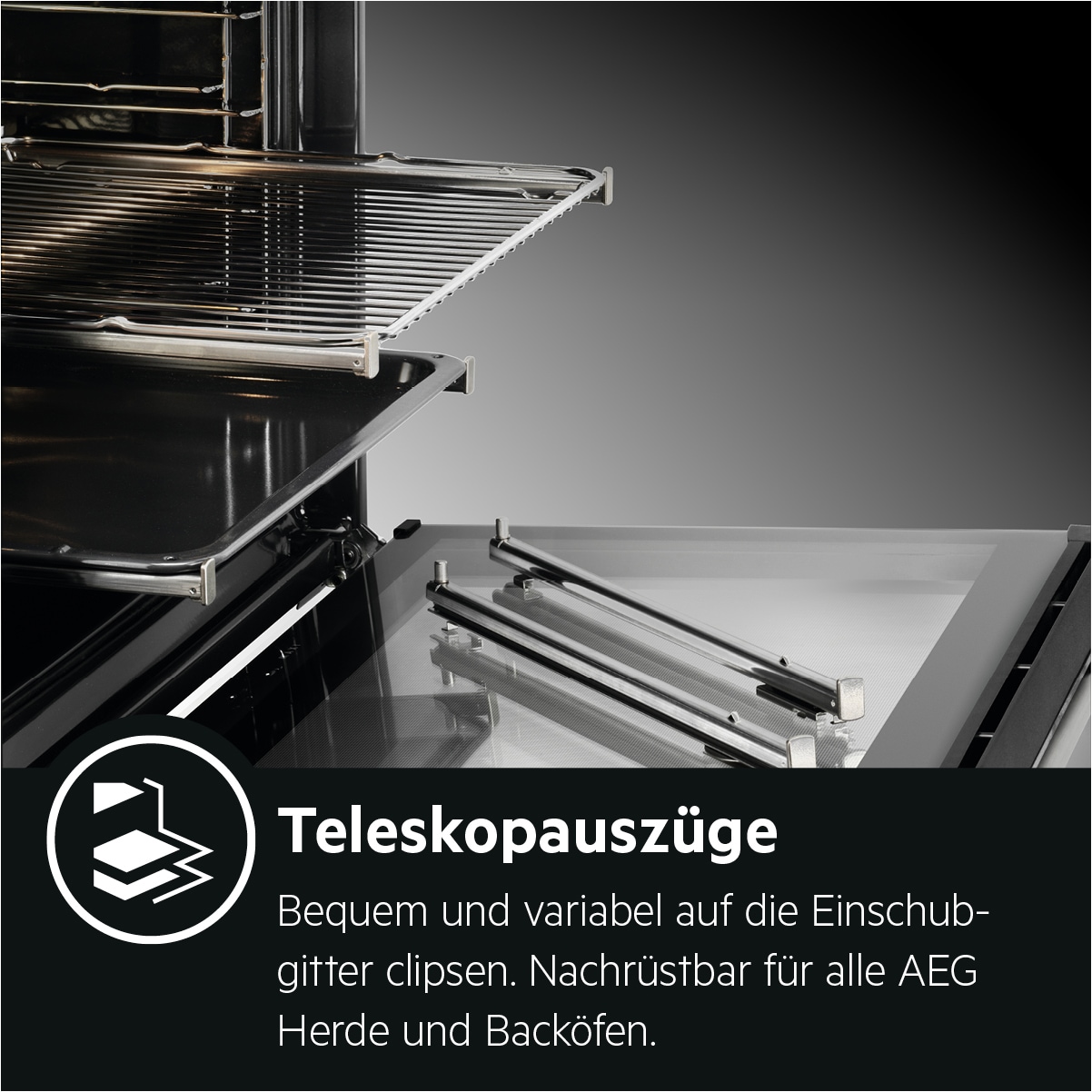 AEG Induktions-Standherd »CIB56494BW 943005695«, mit FlexiRunners™ – Teilauszug (2 Paar), Multilevel Cooking