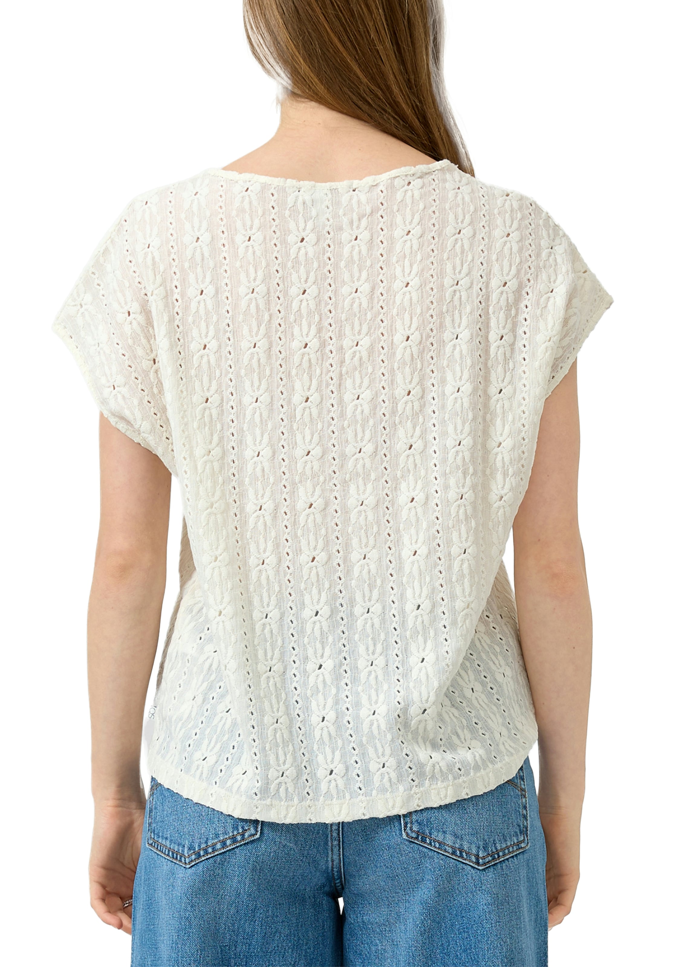 QS Kurzarmshirt mit Häkel-Applikationen
