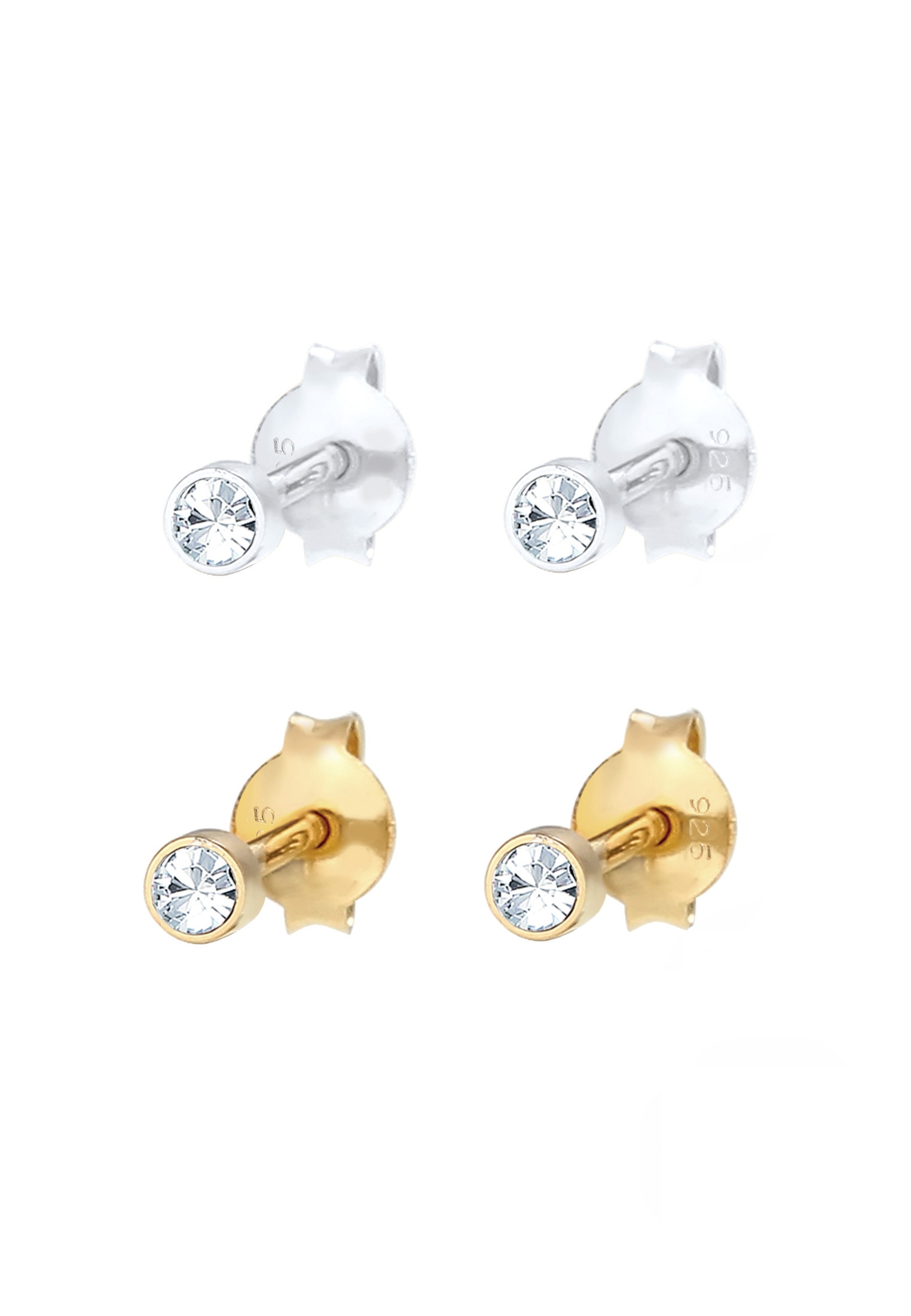 Elli Ohrstecker-Set »Ohrringe Rund Kristalle 2er Set 925 Silber, mit Kristallen von Swarovski®«