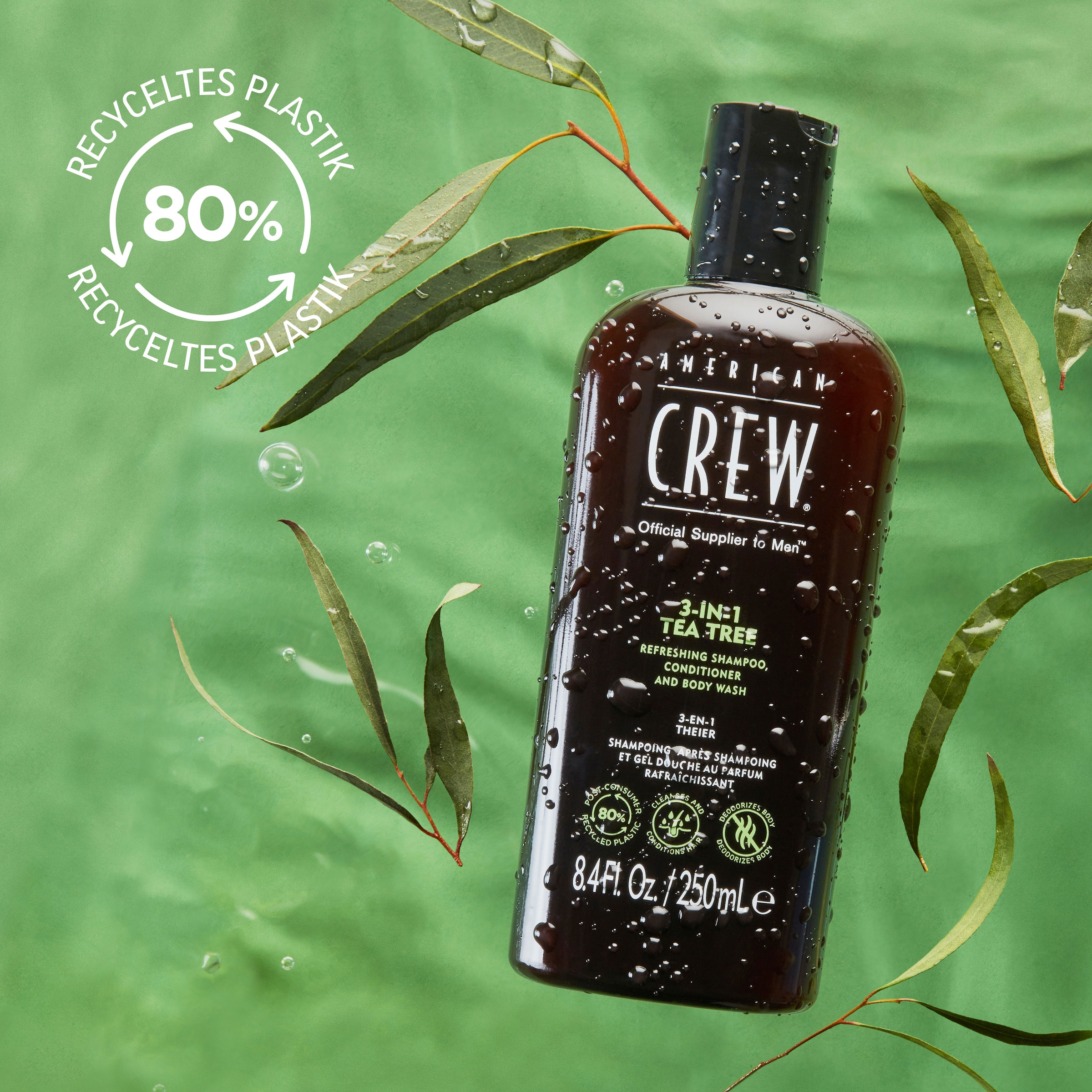 American Crew Haarshampoo »3In1 Tea Tree Shampoo. Conditioner & Body Wash 250 ml«, (1 tlg.)