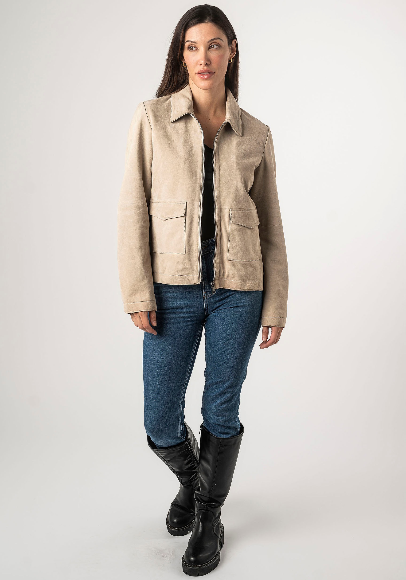 Mauritius Lederjacke »MWYaima«, mit Hemdkragen, aufgesetzten Taschen