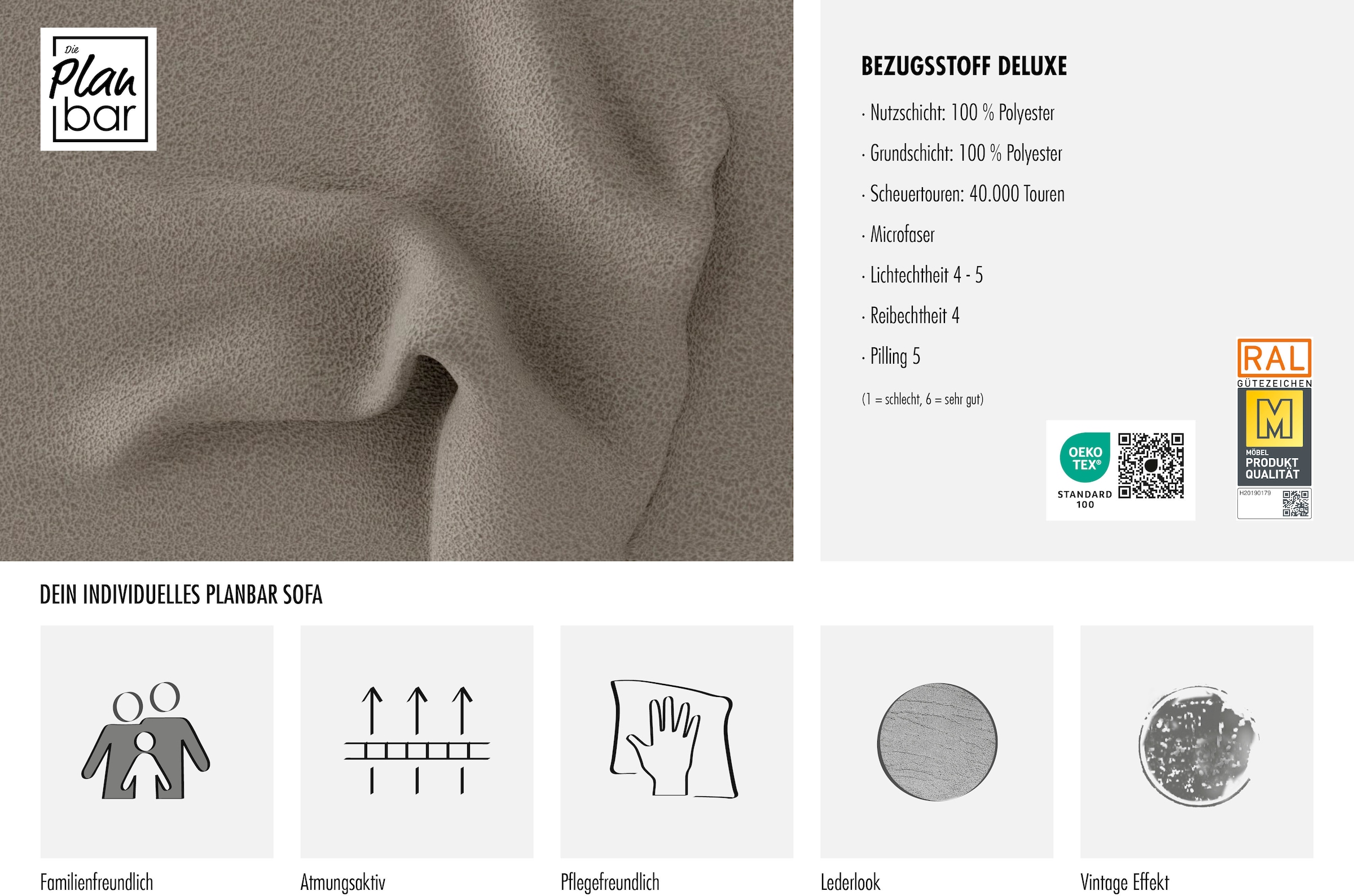 Die PlanBar Ecksofa »PP-PF23172 L-Form, Breite 244 cm« Eckgarnitur mit besonders kleinem Stellmaß ca. 160 x 244 cm