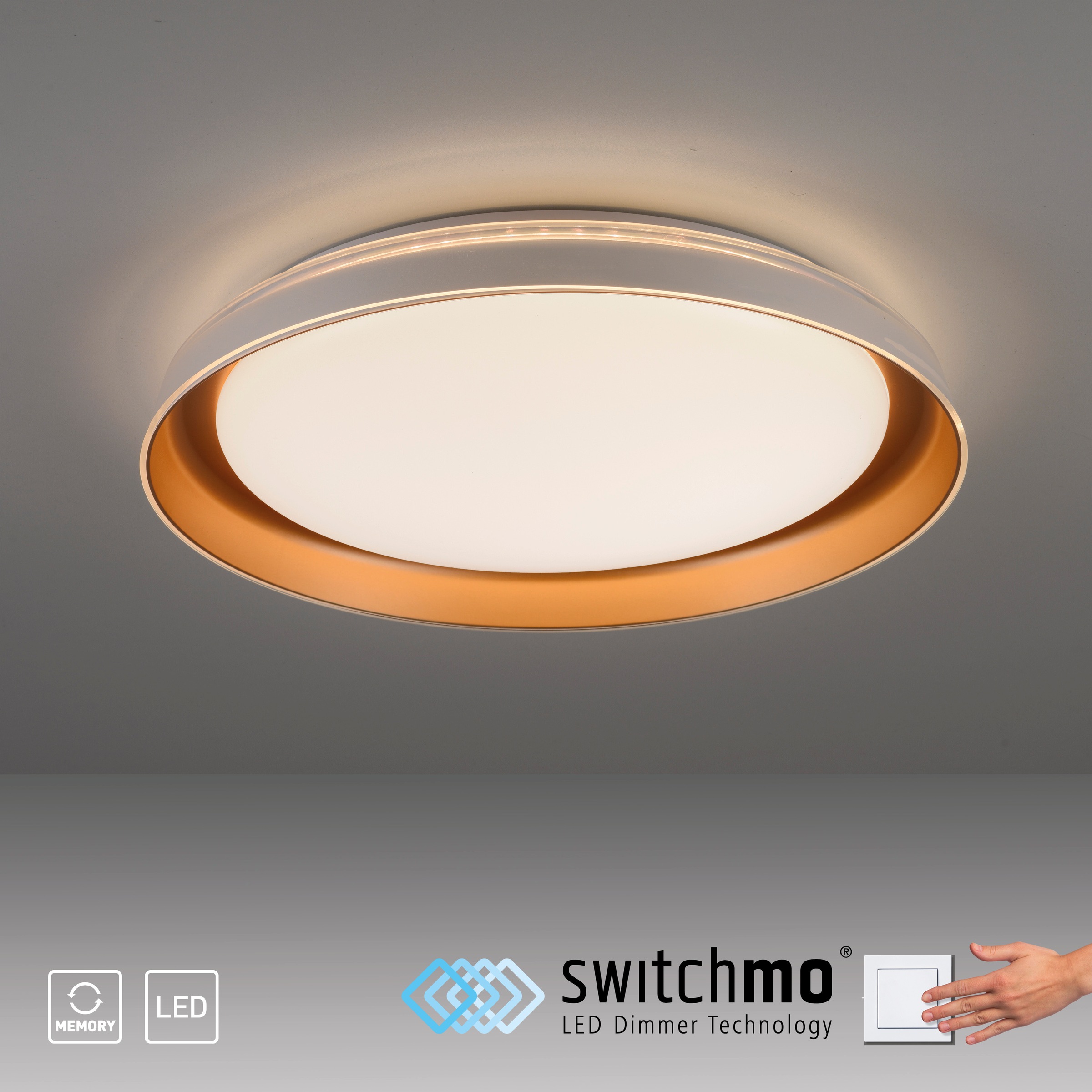 JUST LIGHT Deckenleuchte »SATI«, 1 flammig, Leuchtmittel LED-Board | LED fest integriert, LED, dimmbar, Switchmo, Memory, nach Trennung vom Netz