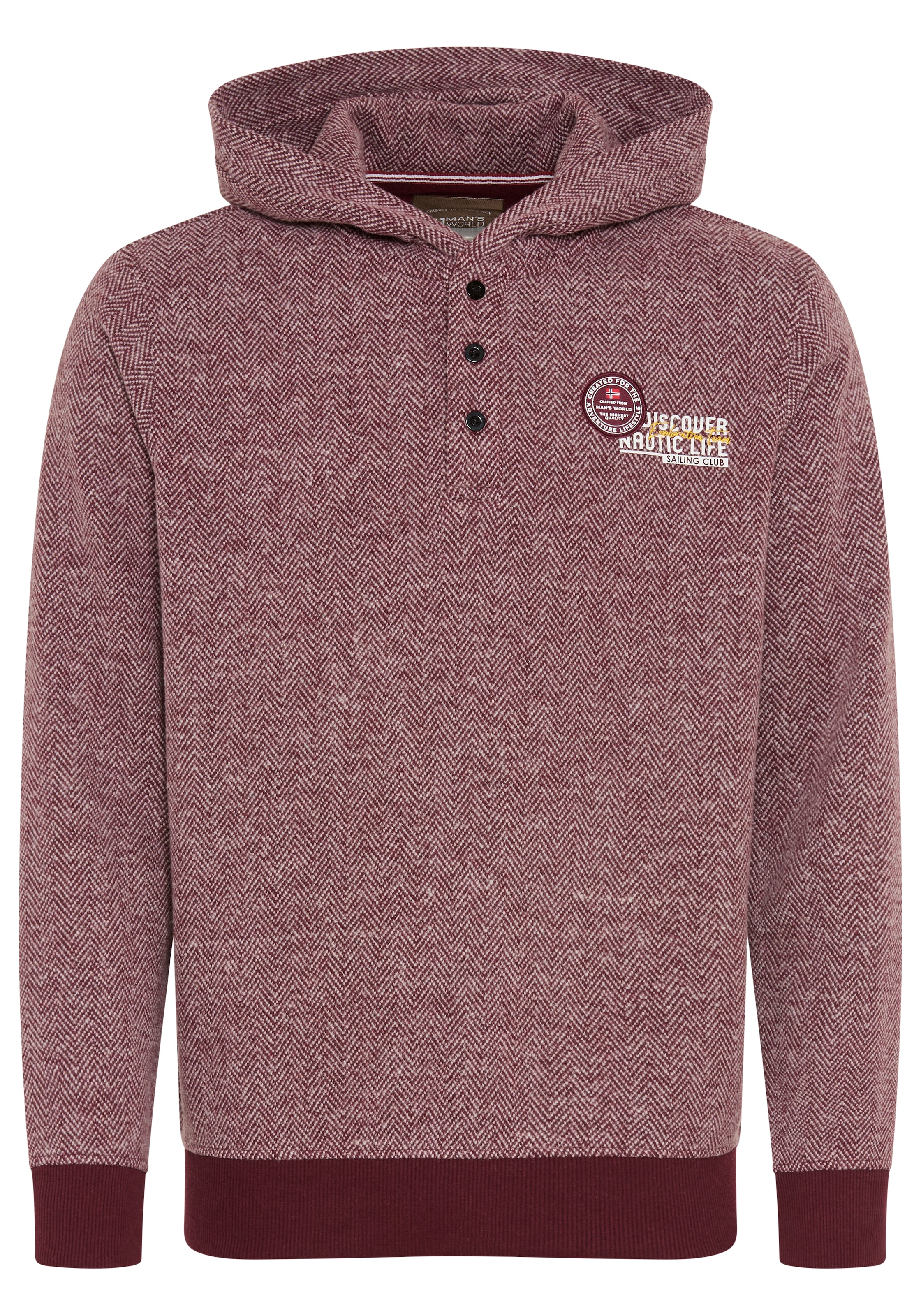 Man's World Fleecepullover , mit Kapuze, gemusterte Optik, aus Polyester und Baumwolle
