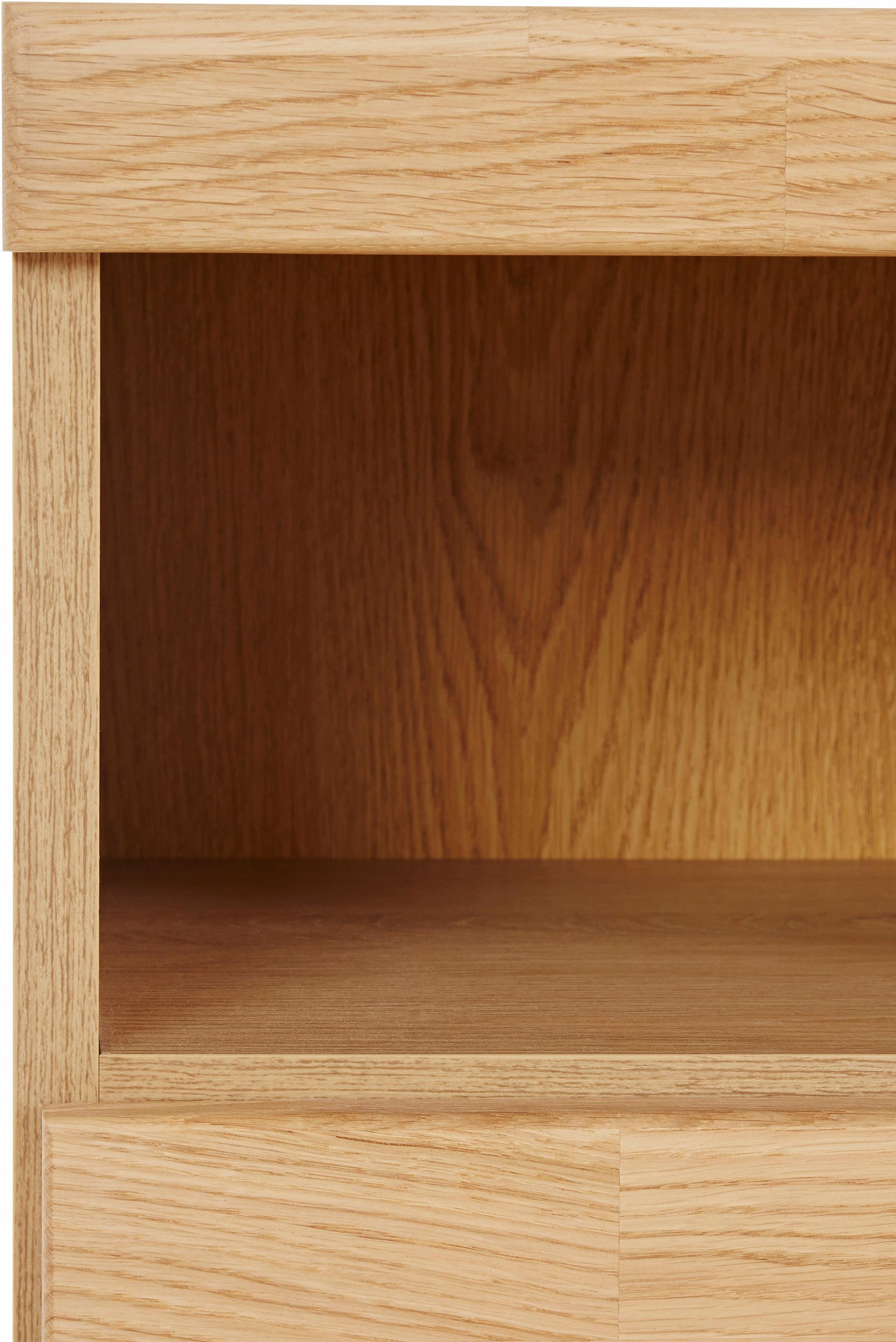 Home affaire Sideboard »Ribe,180cm breit,Oberplatte aus Massivholz, 9 Fächer«, Holz massiv, Holzwerkstoff, Metall Griffe,2Türen mit Glaseinsatz