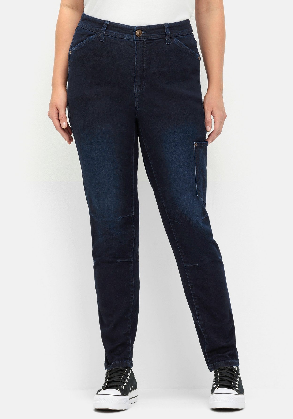 Sheego Stretch-Jeans »Schmale Cargo-Jeans mit Tasche seitlich am Bein«