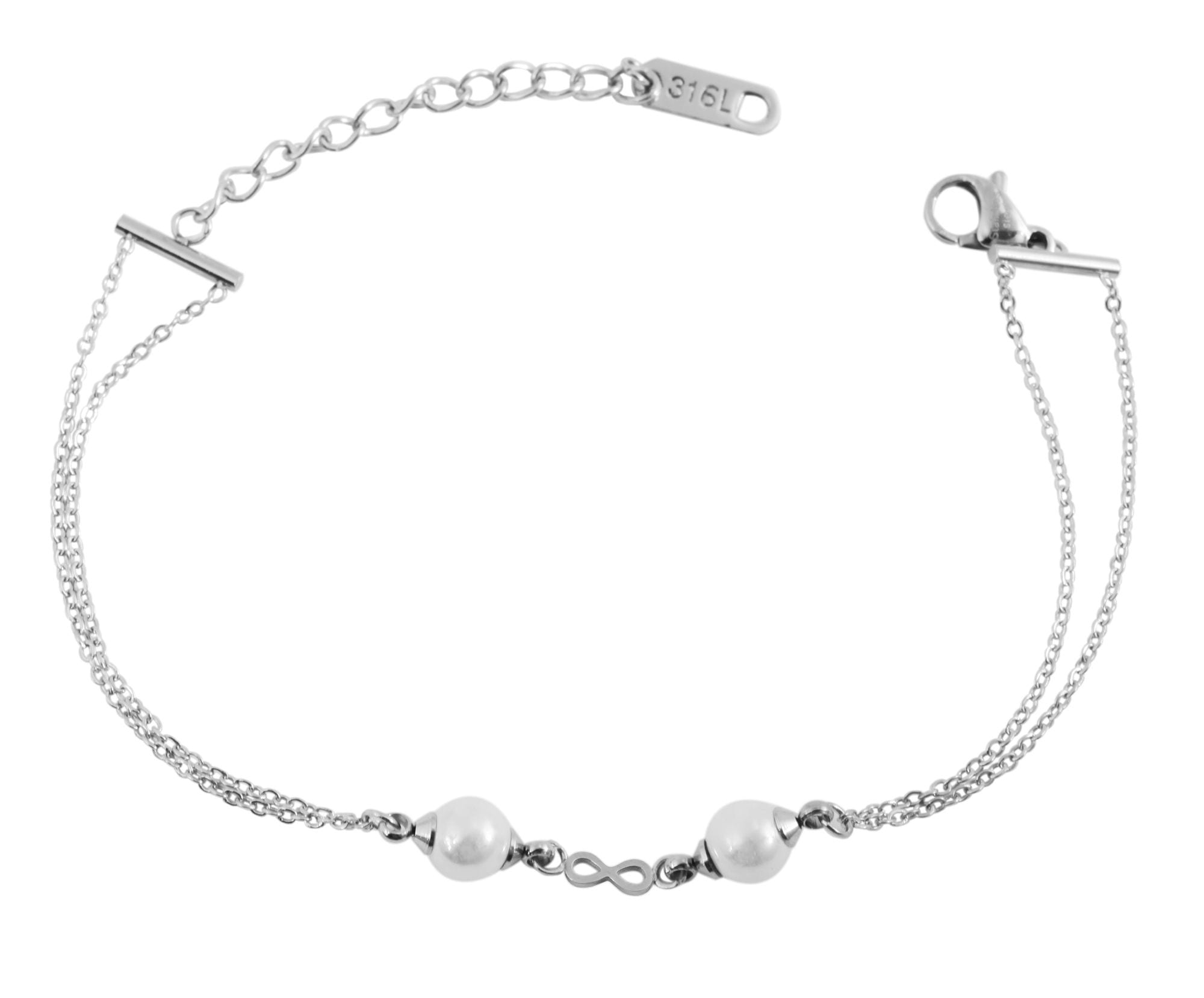 Adelia´s Armband »Damen Armband ¿ Unendlichkeitszeichen aus Edelstahl mit Perle 16 cm«