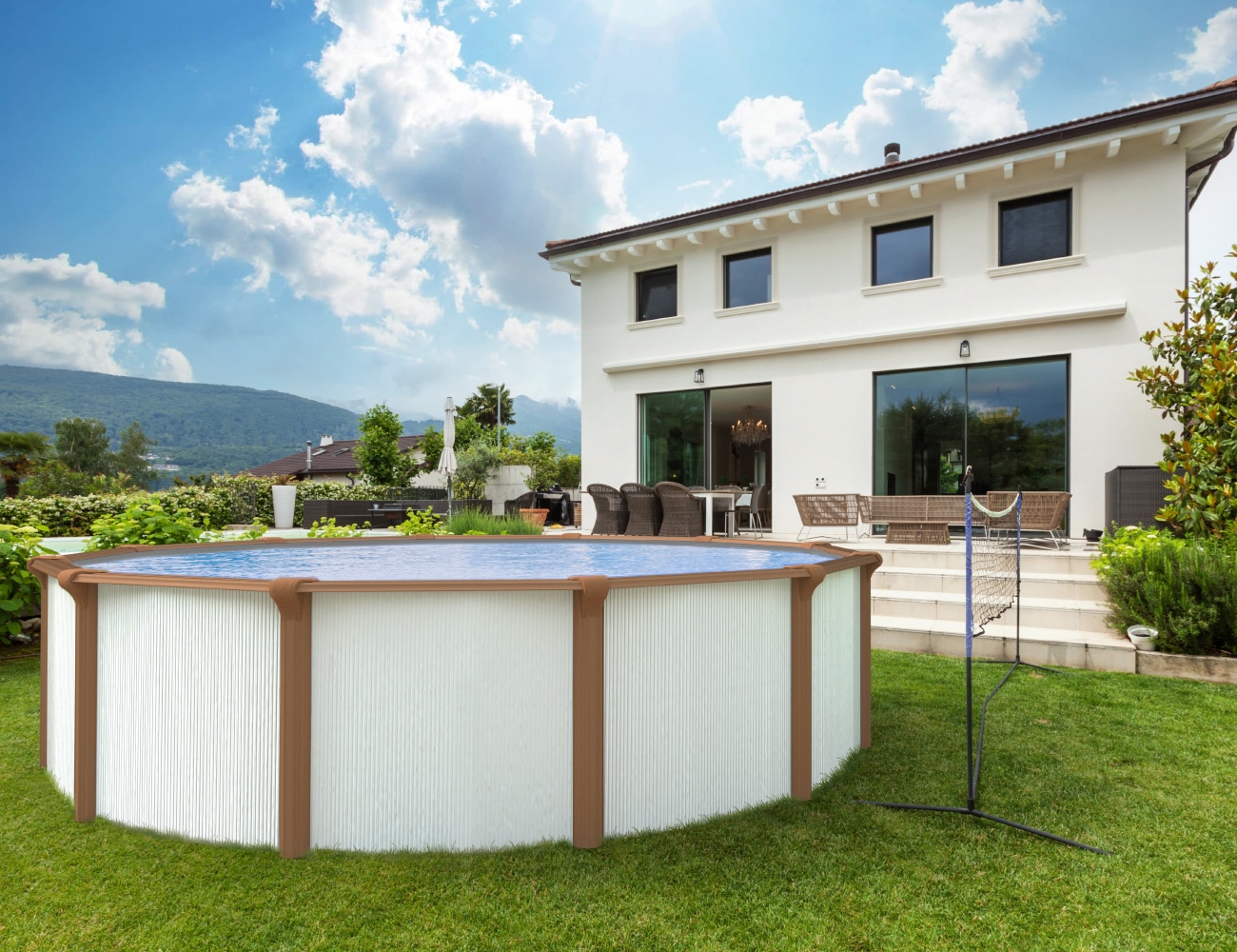 KWAD Rundpool »Green line Evolution«, (Komplett-Set, 10 tlg.), 4,6x1,32 white- wood Folie in blau, sand oder grau erhältlich