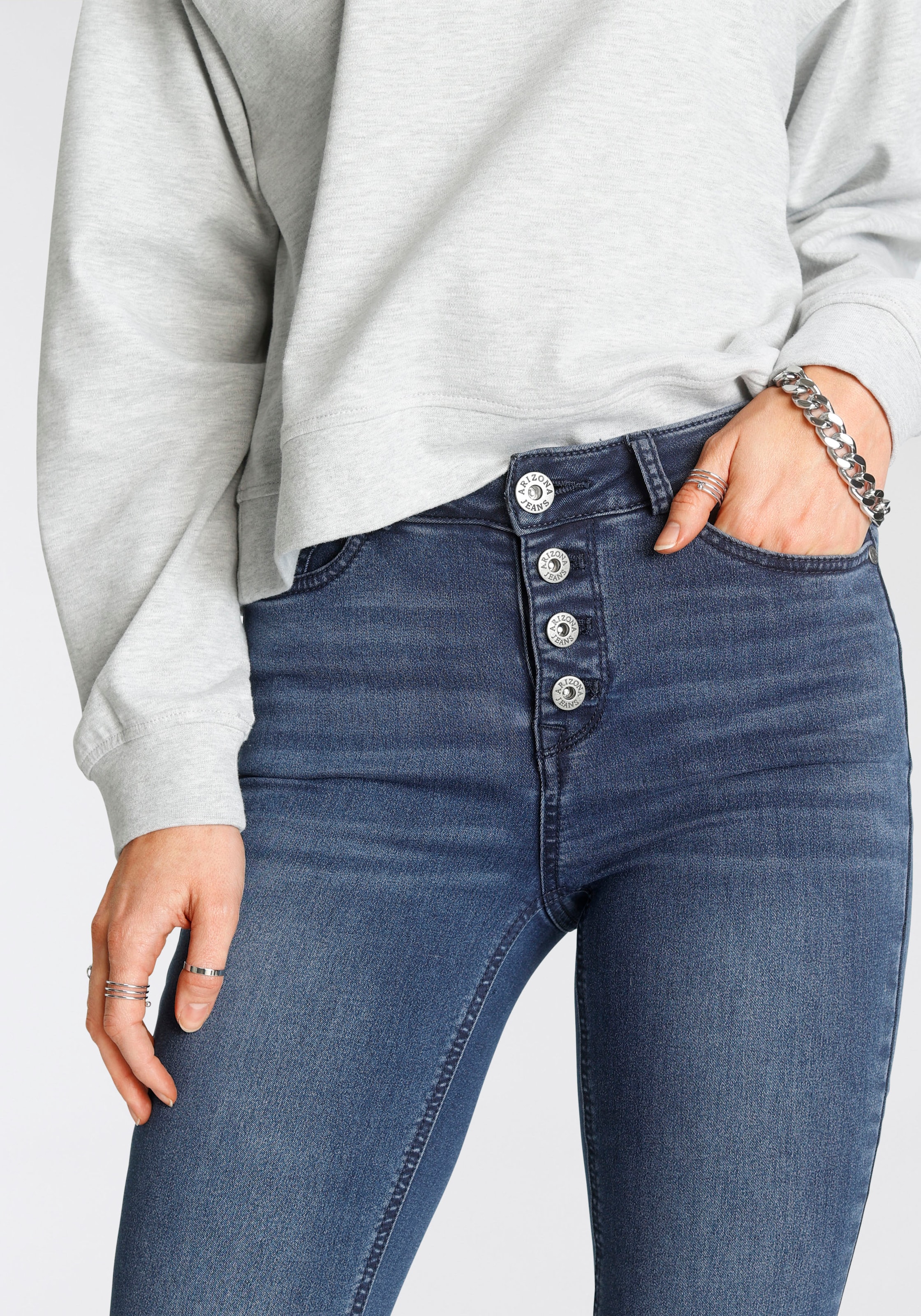 Arizona Bootcut-Jeans »Ultra Stretch«, High durchgehender | OTTO mit Waist Knopfleiste