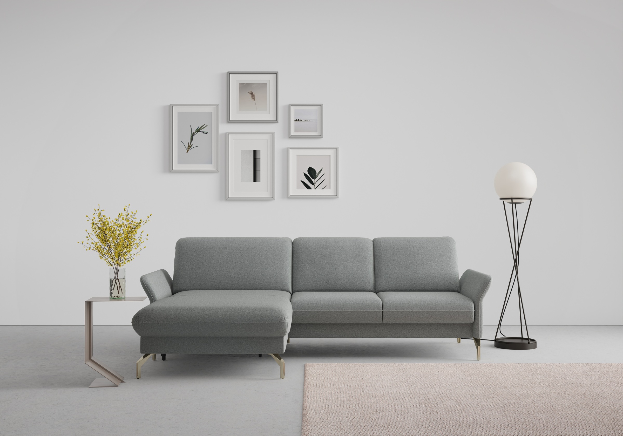 sit&more Ecksofa »Fashion L-Form«, wahlweise mit Kopfteilverstellung, Vorziehsitz, motorisch, Nickelfüße