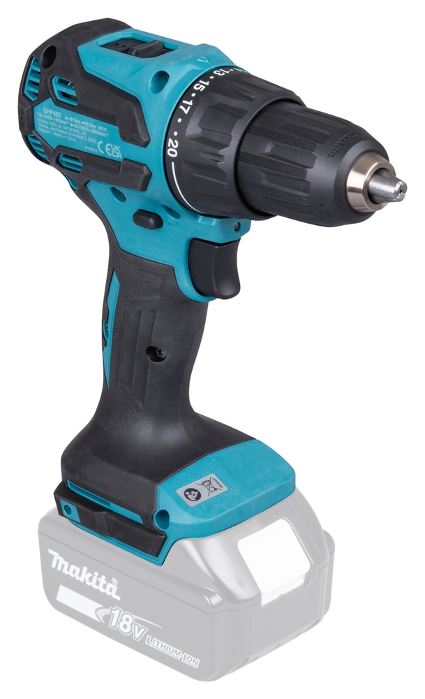 Makita Akku-Schlagbohrschrauber »»DHP490Z« 18V, ohne Akku und Ladegerät« max. 65 Nm, 0-1.900 min⁻¹,  kraftvoller, bürstenlos, allgemein einsetzbar zum Schrauben und Bohren