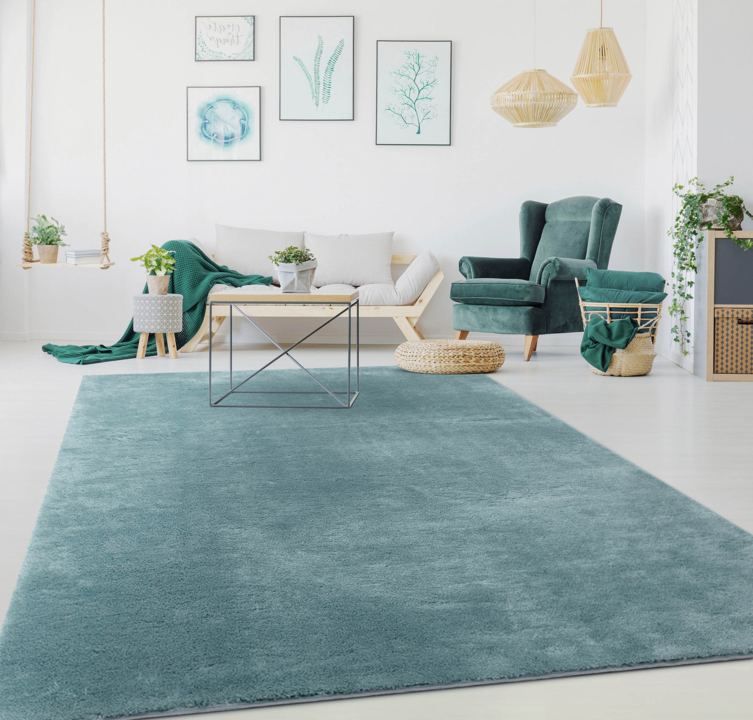 Paco Home Teppich »Cadiz 630«, rechteckig, 14 mm Höhe, Uni-Farben, besonders weich, waschbar, auch als Läufer erhältlich