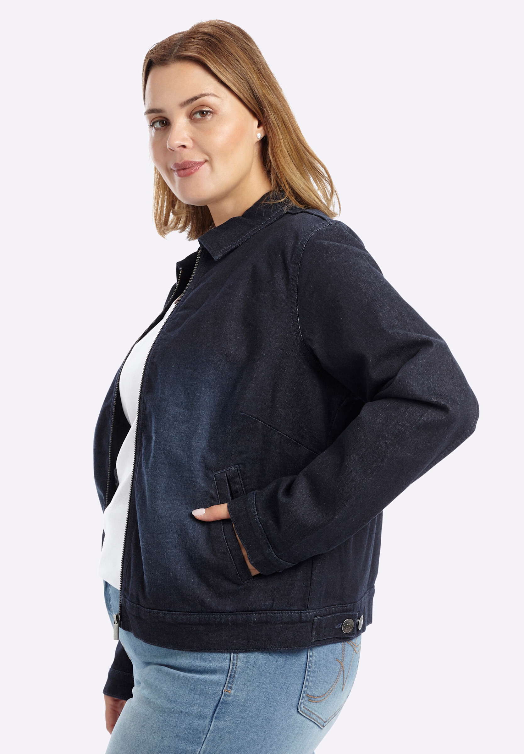 Sheego Jeansblazer »Jeansblazer Jeansjacke in Blousonform«