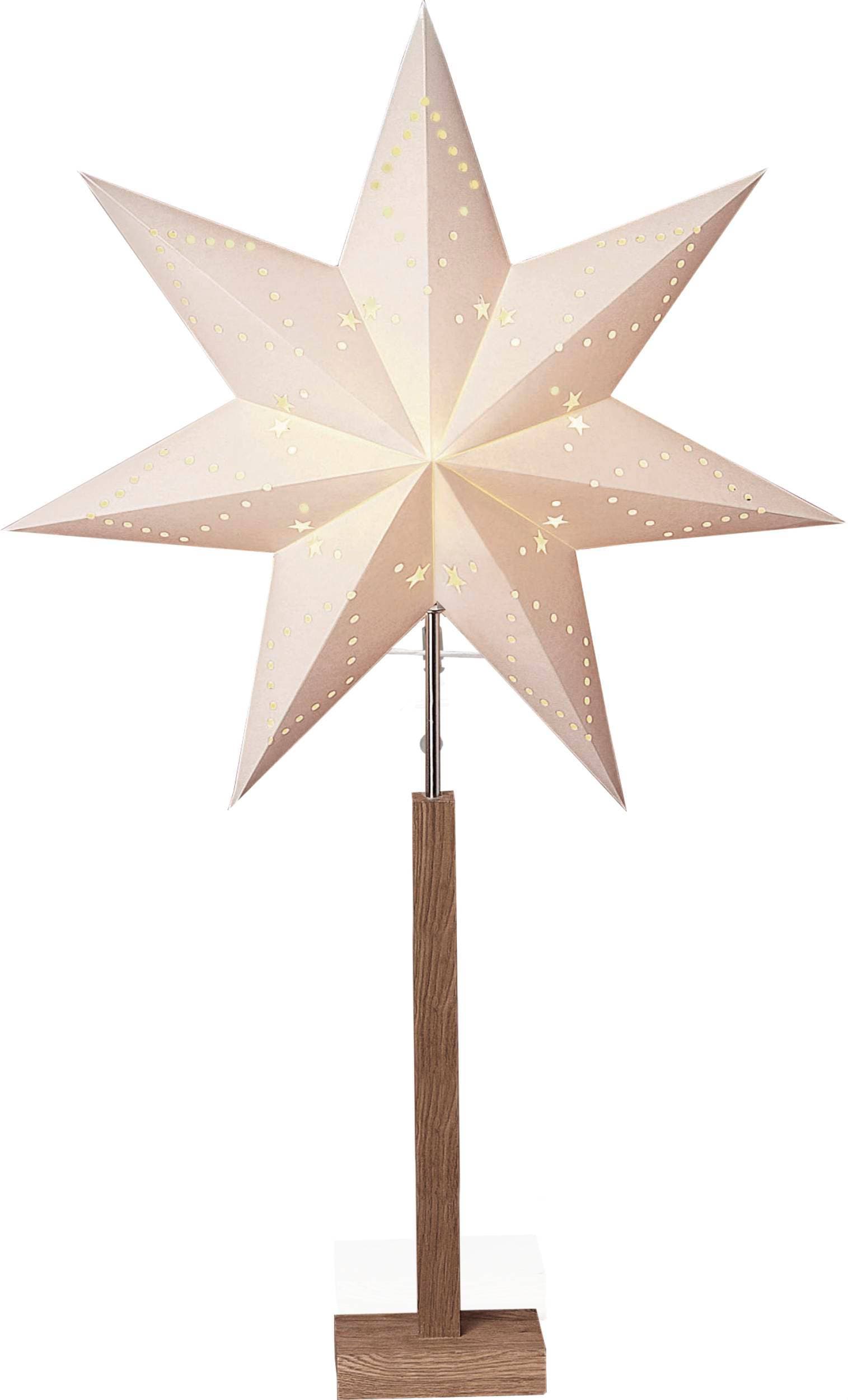 Parforce Traditional Hunting LED Stern »KARO, beleuchtet, aus Papier und Holz, Höhe ca. 100 cm, Ø Schirm 60 cm«, 1 flammig, Leuchtmittel E14 | ohne Leuchtmittel, Tischlampe, Weihnachtsstern, Deko-Stern, 7-zackig, Weihnachtsdeko