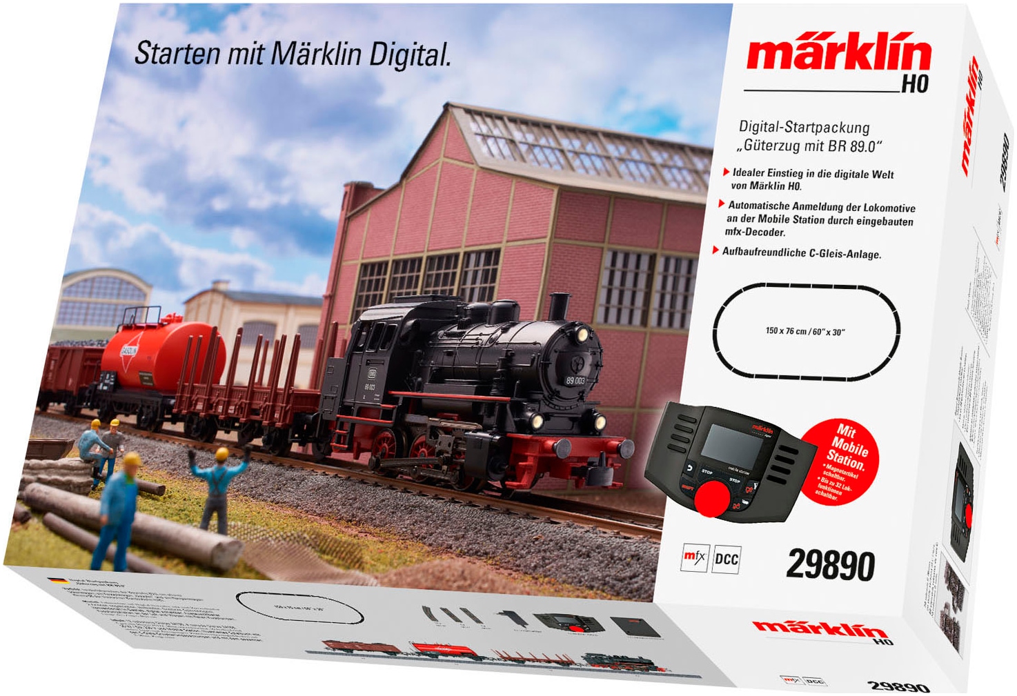 Märklin Modelleisenbahn-Set »Märklin Digital-Startpackung Güterzug mit BR 89 - 29890«, (Set,...