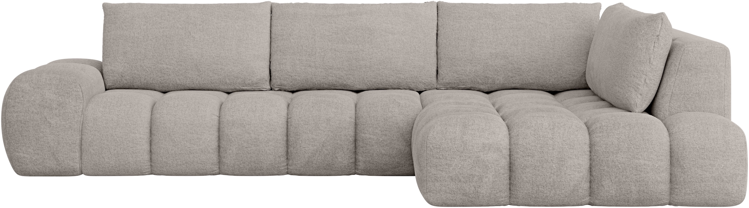INOSIGN Ecksofa »AZITA Designsofa, elegant und bequem L-Form, Bubble-Optik«, lose Rückenkissen, traumhafte Steppung, Maße B/T/H: 352/210/72 cm