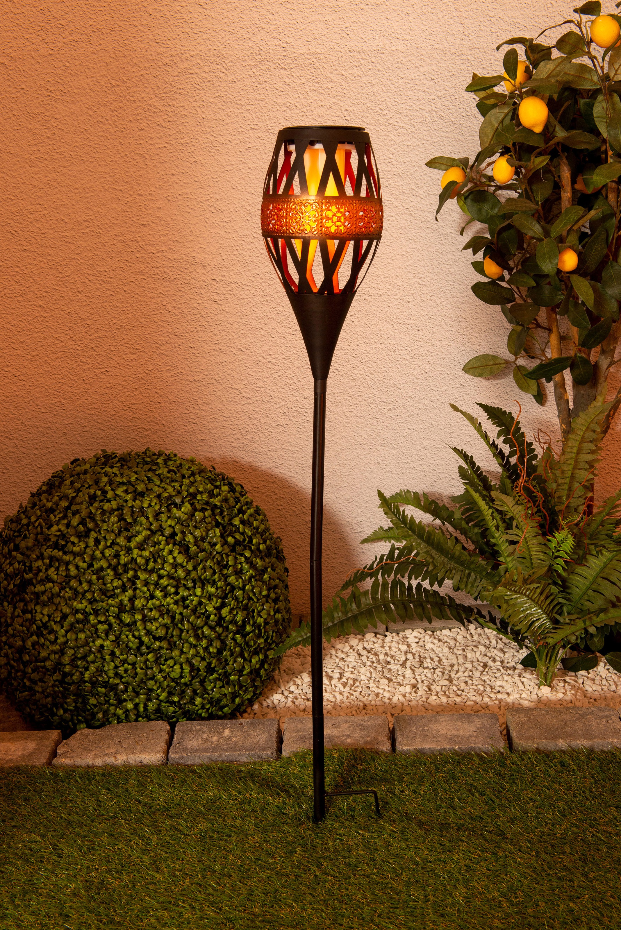 Näve LED Gartenfackel »Flame Light« 1 Stk. Warmweiß LED Solar Deko in schwarz, Größe Ø 12 cm Höhe: 85 cm