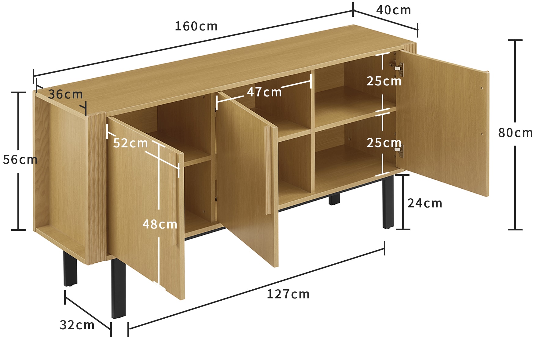 OTTO home Sideboard »Stiven« Eukalyptus und Esche, kombiniert mit Melamin, MDF und ABS-Kunststoff