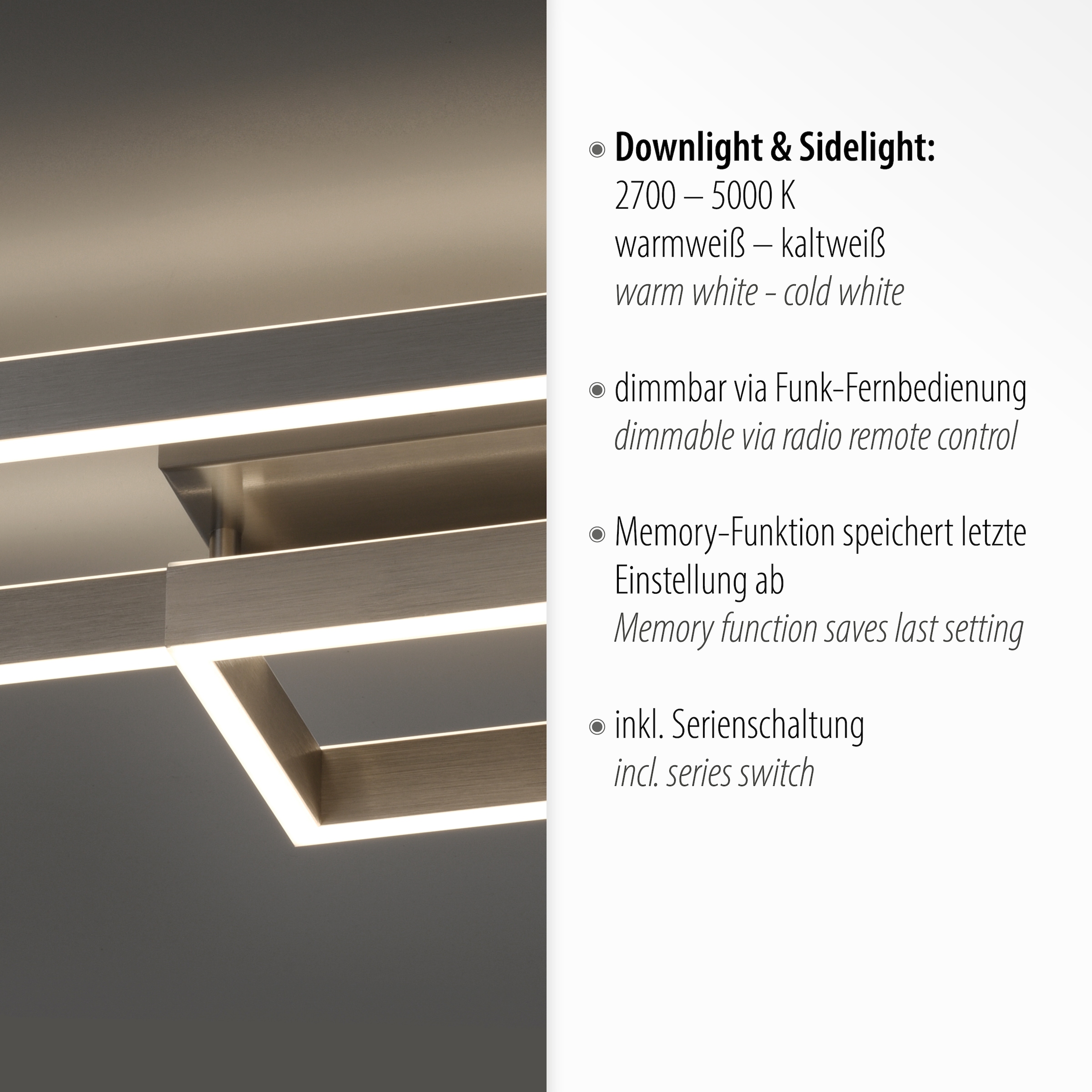 Paul Neuhaus Deckenleuchte »PAAN«, 2 flammig, Leuchtmittel LED-Board-LED-Board | LED fest integriert-LED fest integriert, LED, CCT - über Fernbedienung, Fernbedienung, Funk inkl.