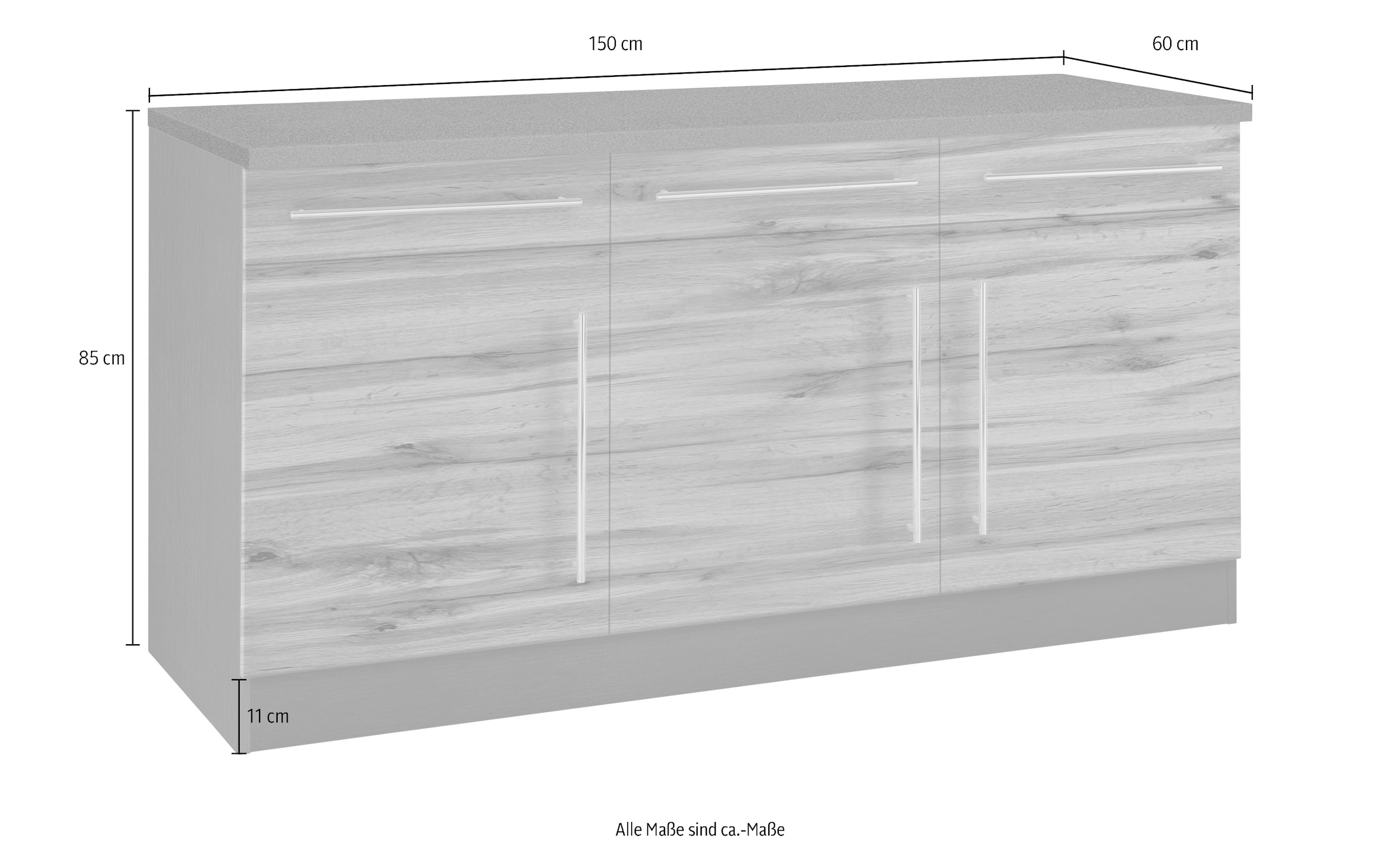 KOCHSTATION Unterschrank »KS-Samos«, Breite 150 cm