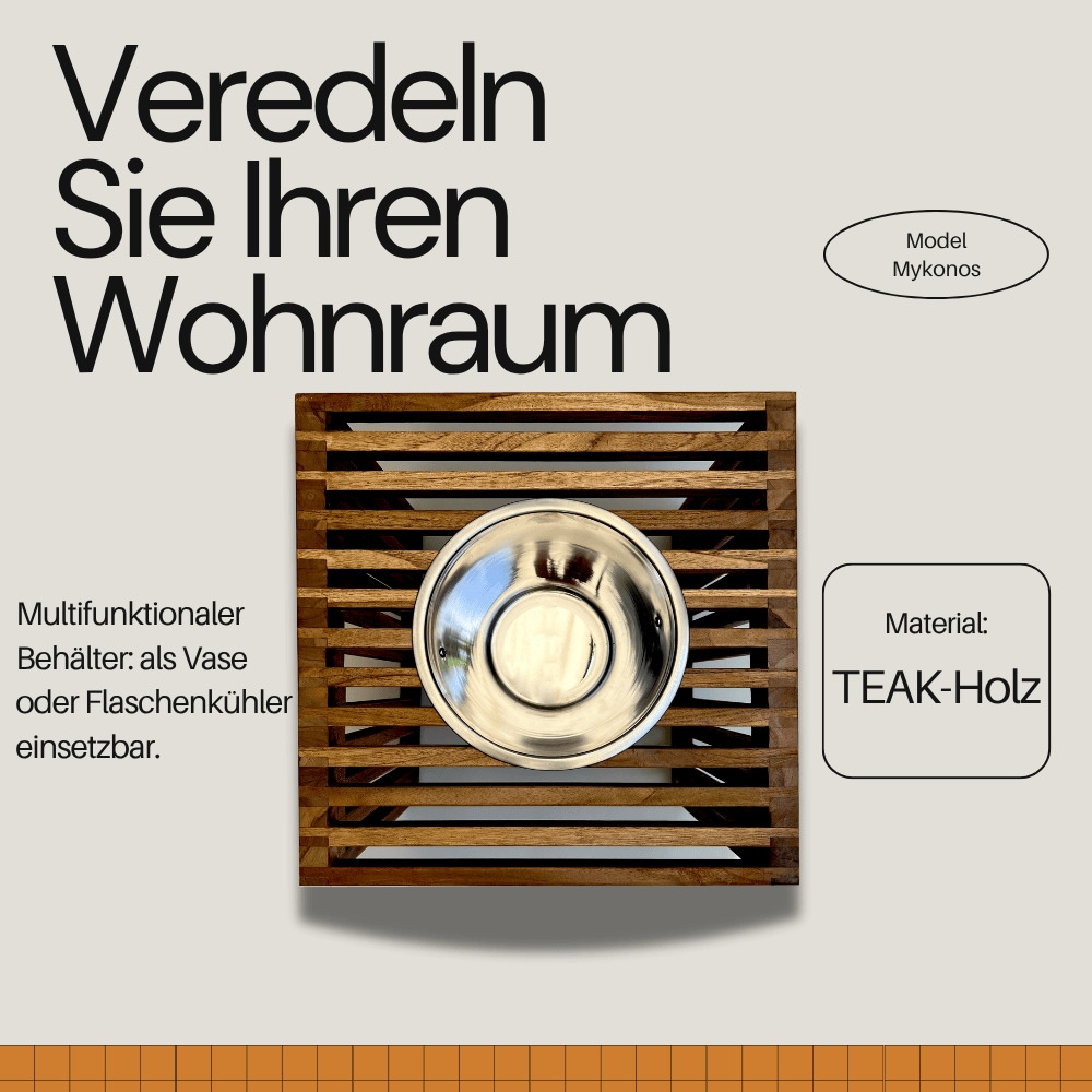 COOTAB Cooler Table Beistelltisch »3-in-1 Loungetisch mit Edelstahl-Kühler Mykonos 40 cm braun« 1 Stk. tlg. Wetterfest, Pflegeleicht, Hitzebeständig