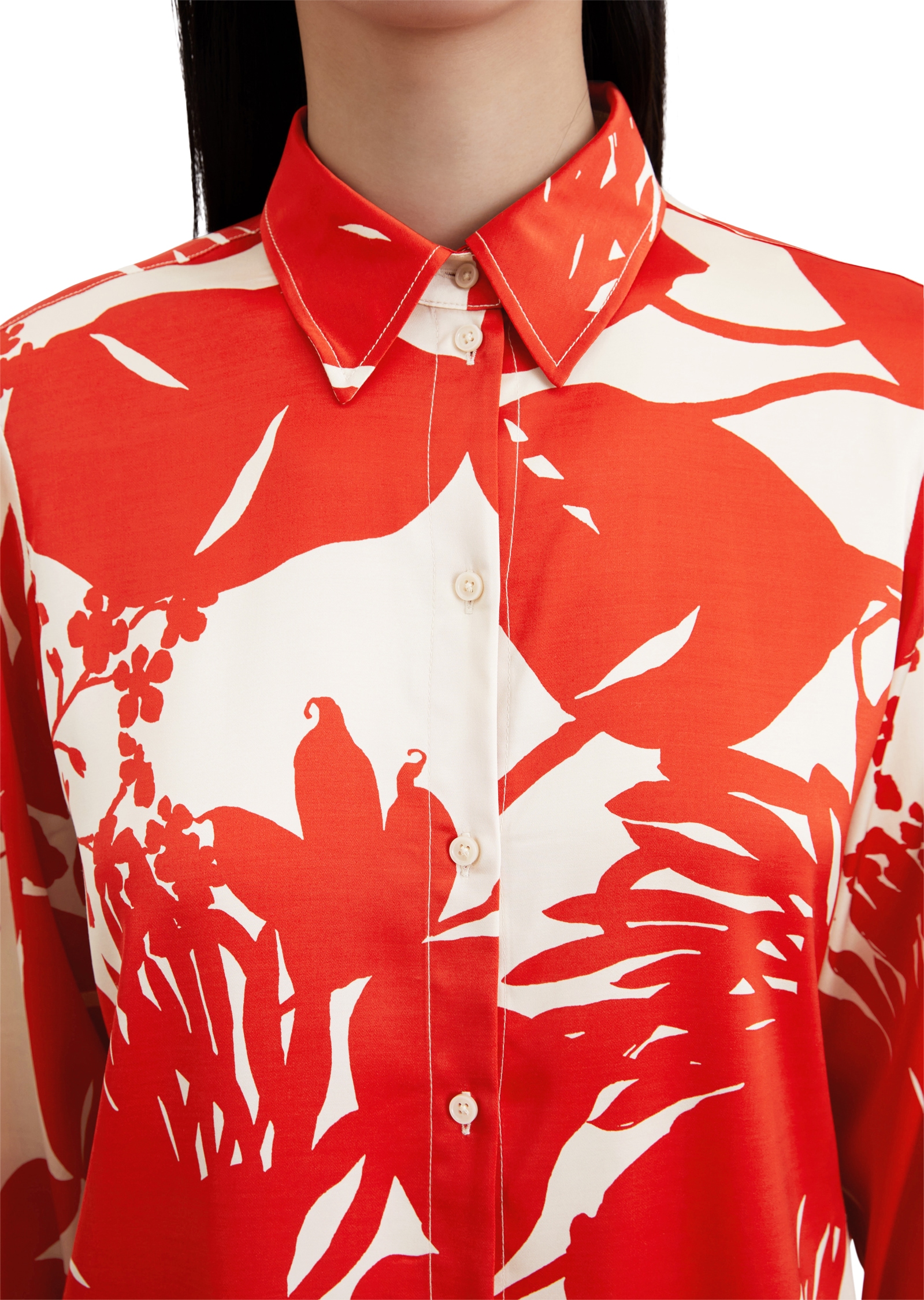 Marc O'Polo Satinbluse, Weiche, seidige Oberfläche; mit Allover-Print