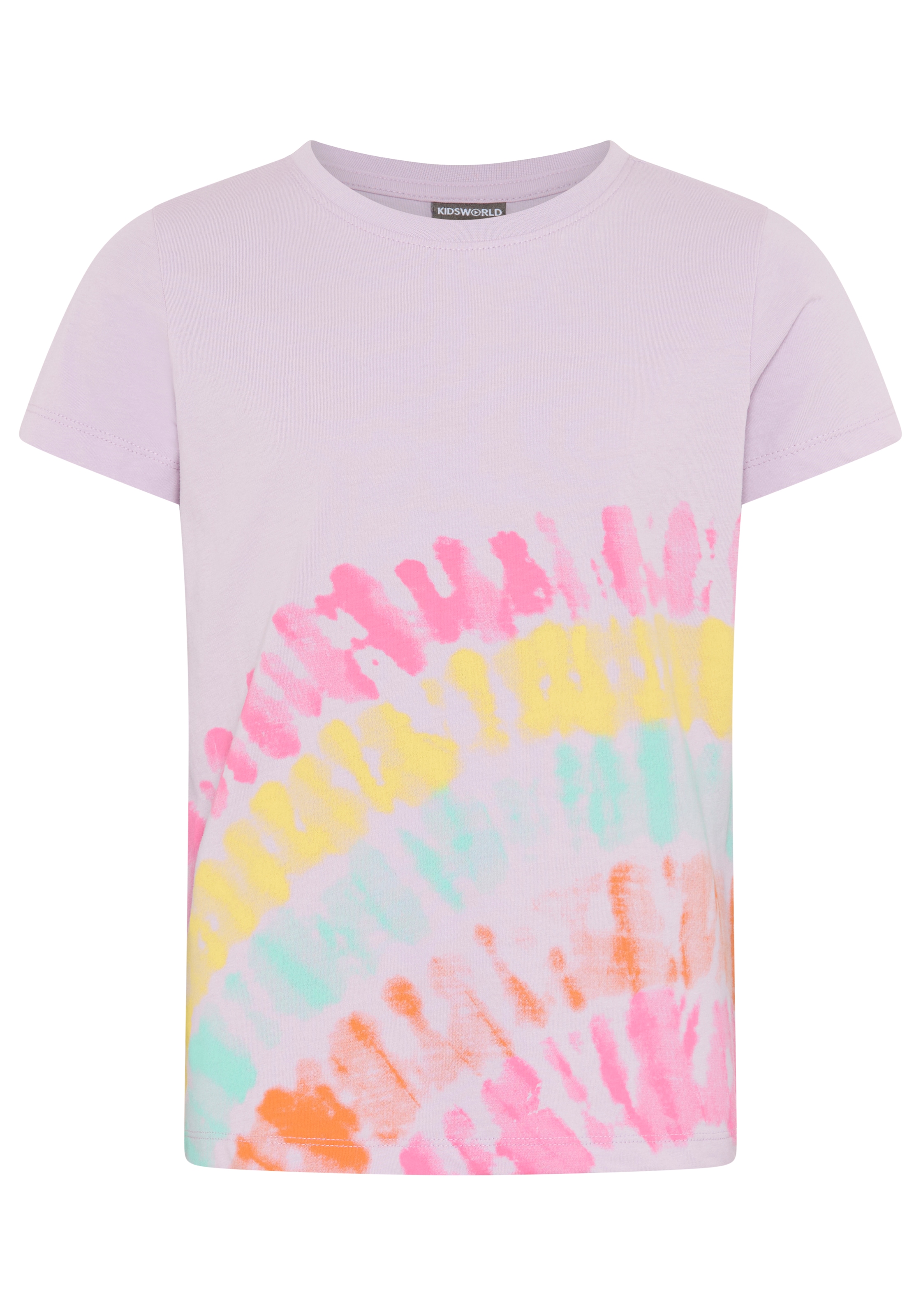 KIDSWORLD T-Shirt »Shirt mit Regenbogen-Print« Kurzarm,  hüftlang geschnitten,  bedruckt,  Rundhals-Ausschnitt