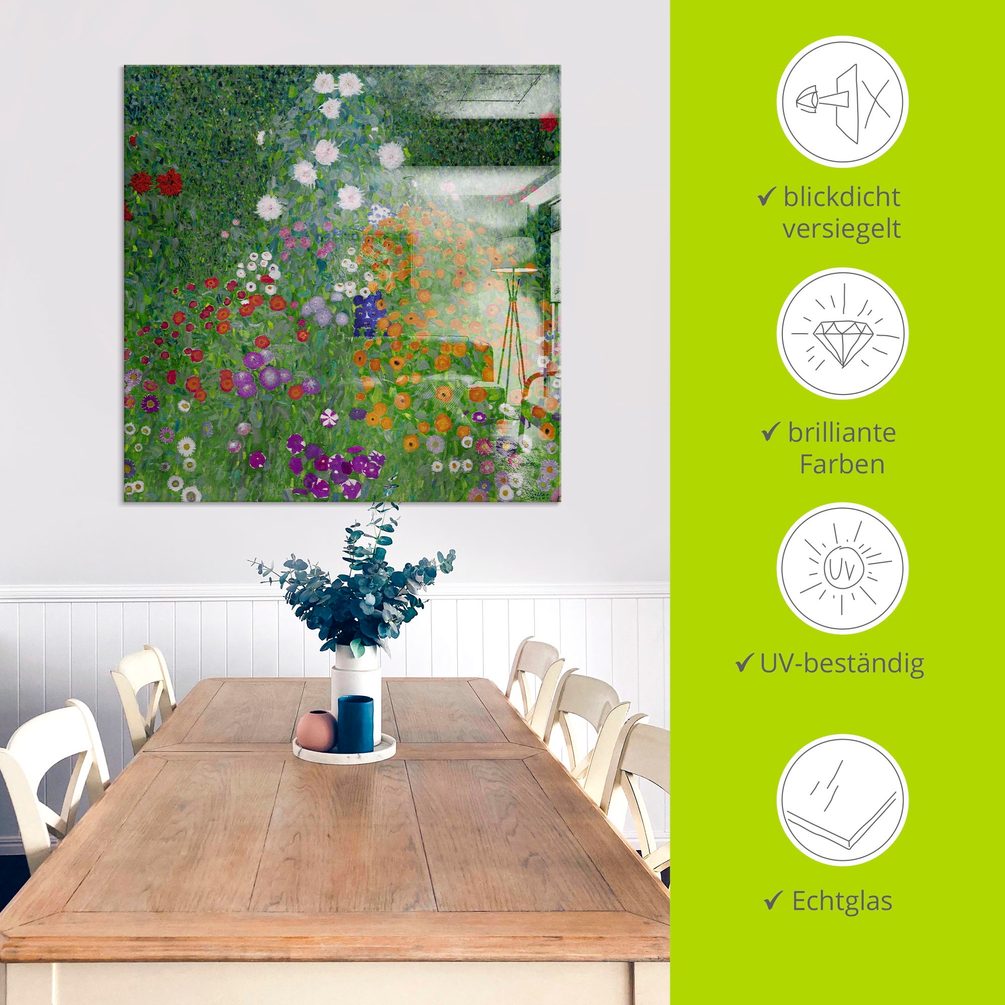Artland Glasbild »Bauerngarten. 1905-07« Blumenwiese 1 Stk. tlg. in verschiedenen Größen
