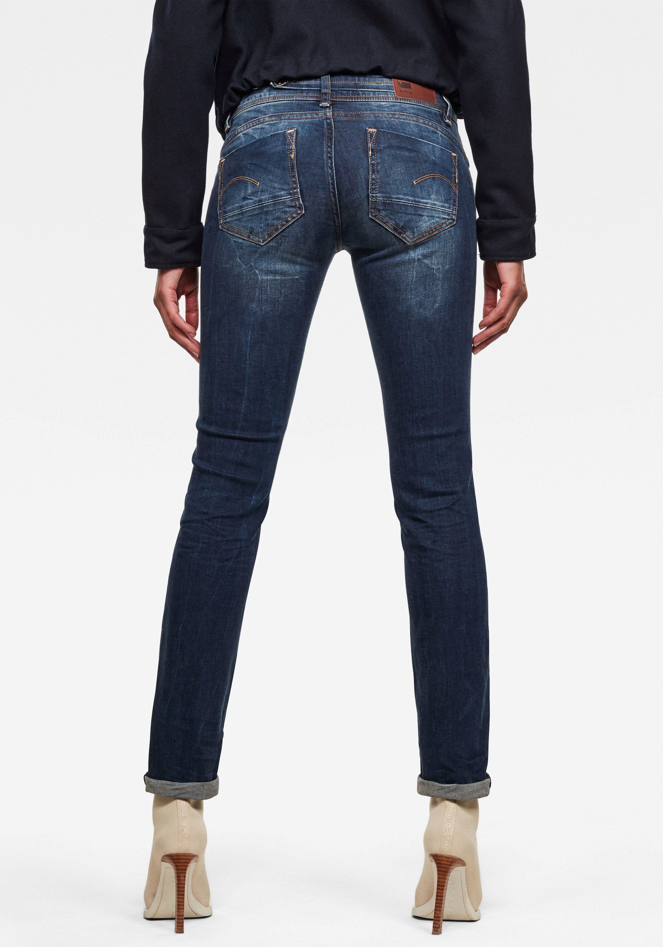 G-STAR Straight-Jeans »Midge«, 5-Pocket-Design mit markanten Steppnähten