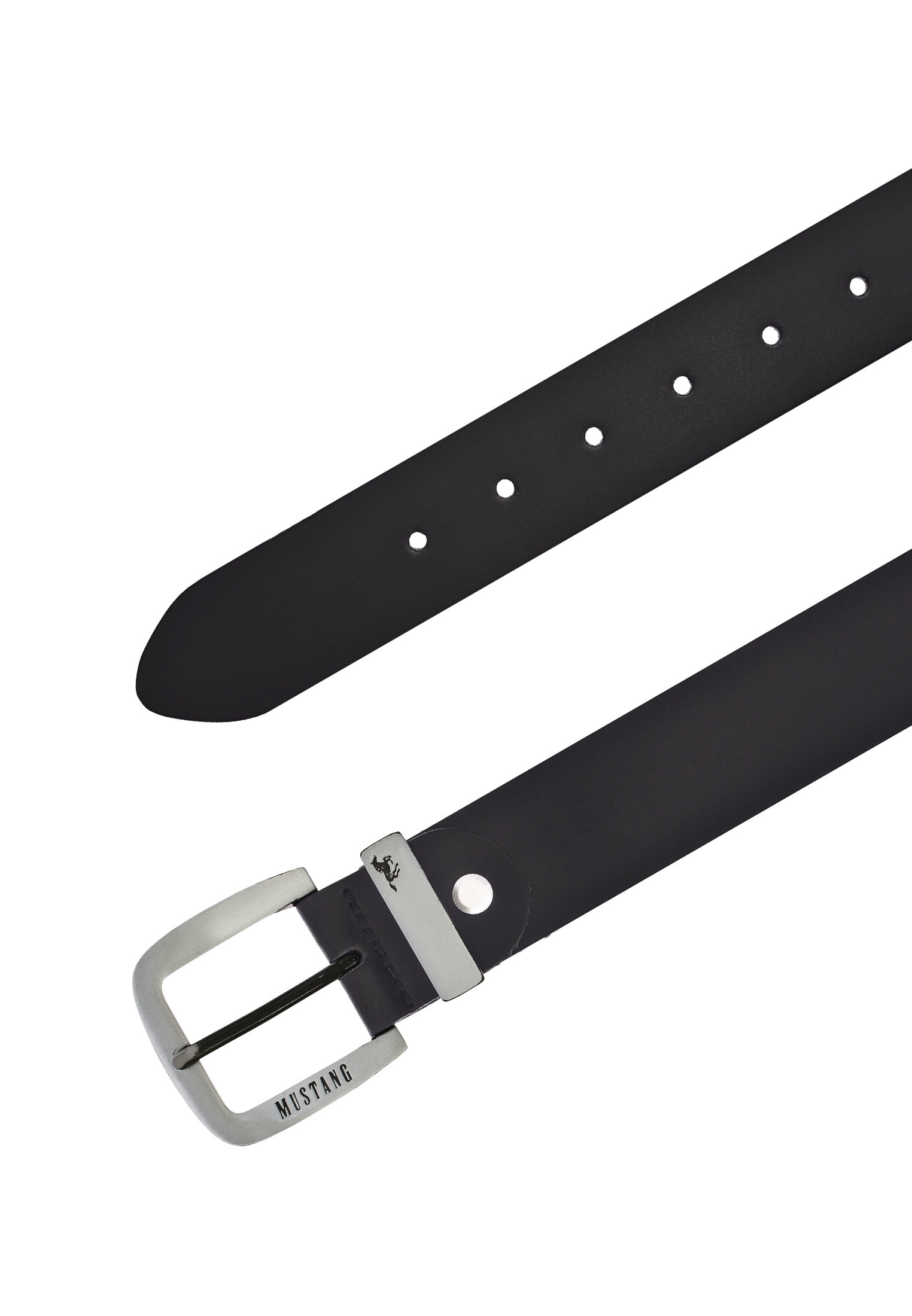 MUSTANG Ledergürtel, Überlänge, Dornschließe in geschwärztem Silber, 3,5 cm