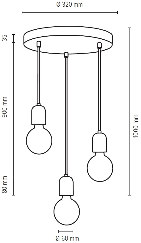 SPOT Light Pendelleuchte »AMORY«, 3 flammig-flammig, Hängeleuchte, Beton, Kabel in Rot, Ideal für Vintage-Leuchtmittel