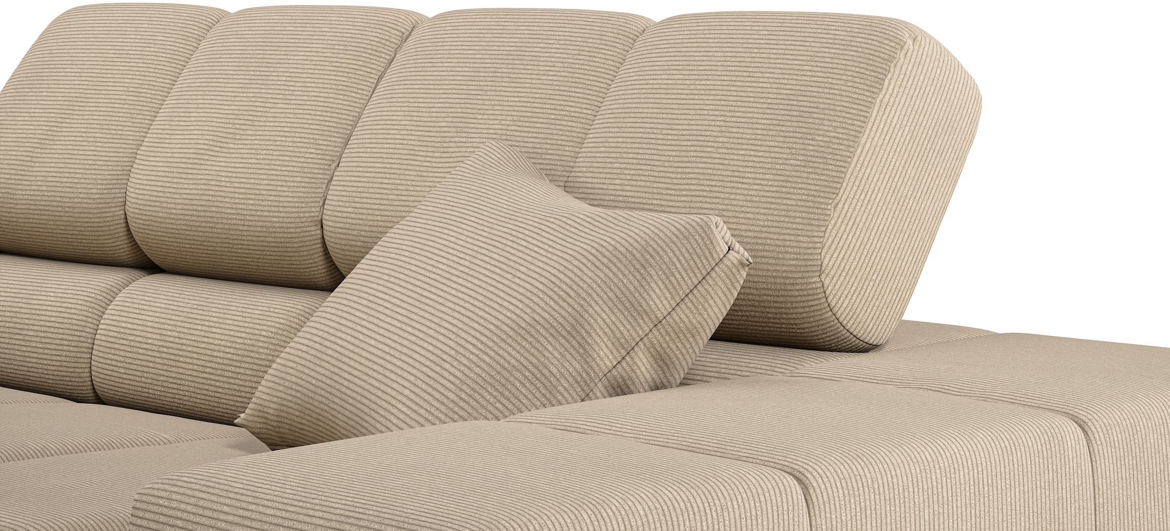 INOSIGN Ecksofa »Ancona incl. Kopfteilverstellung, Zierkissen Breite 319cm, L-Form«, wahlweise motorische Sitztiefenverstellung, auch in Cord + Easy Care