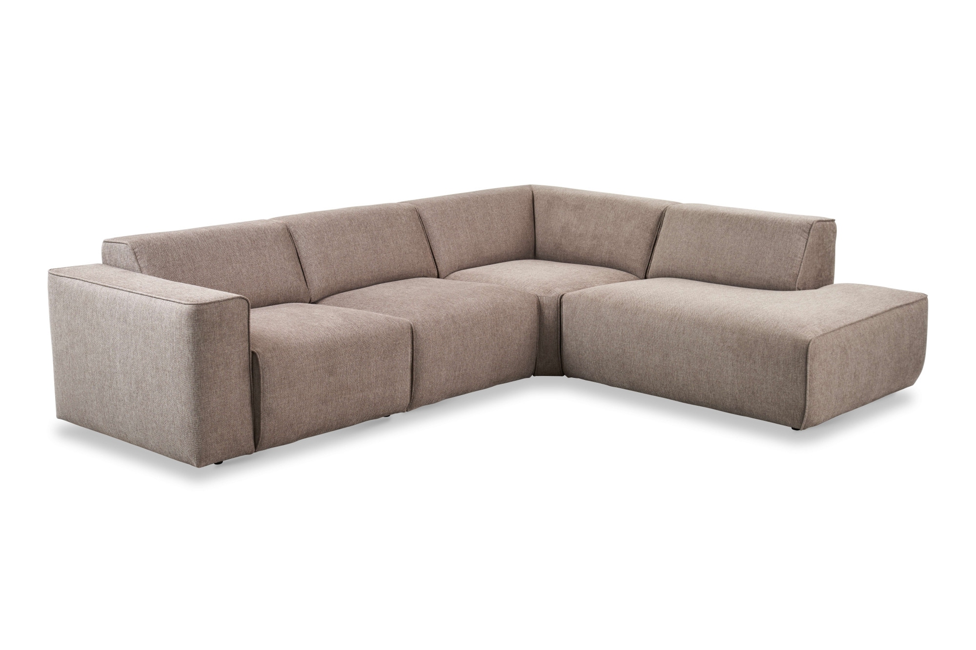 andas Ecksofa »Noord mit Kedernaht, Breite 282 cm«, Cord, Struktur, Webstoff, mit Wellenunterfederung, Massivholzrahmen