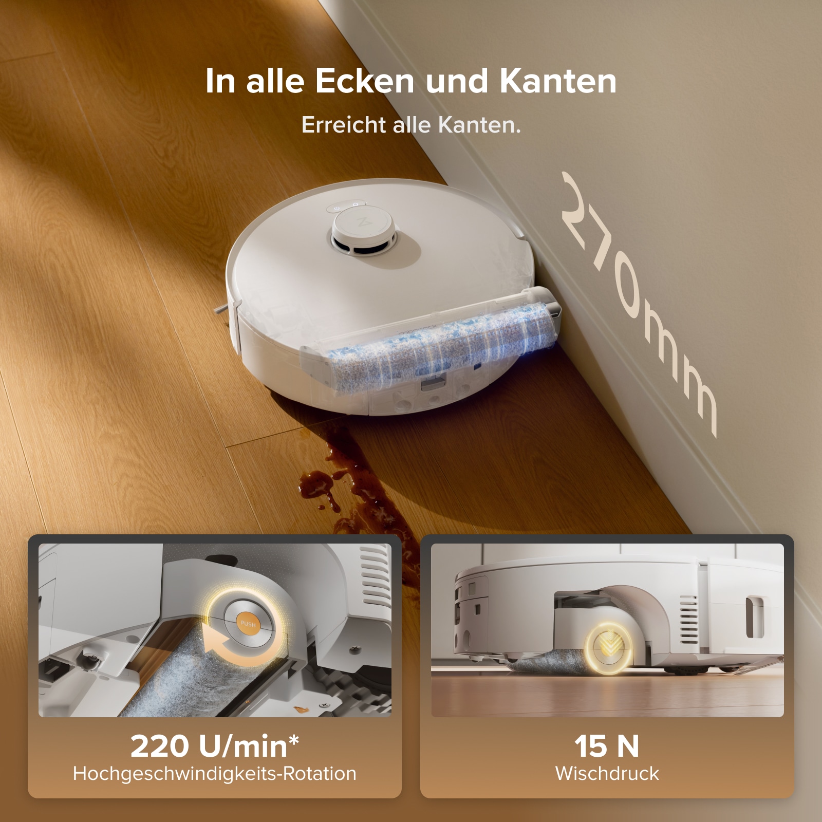 Roborock Saugroboter »Qrevo Curv 2 FlowX, White« Automatische Teppichschutz‑Walzenklappe