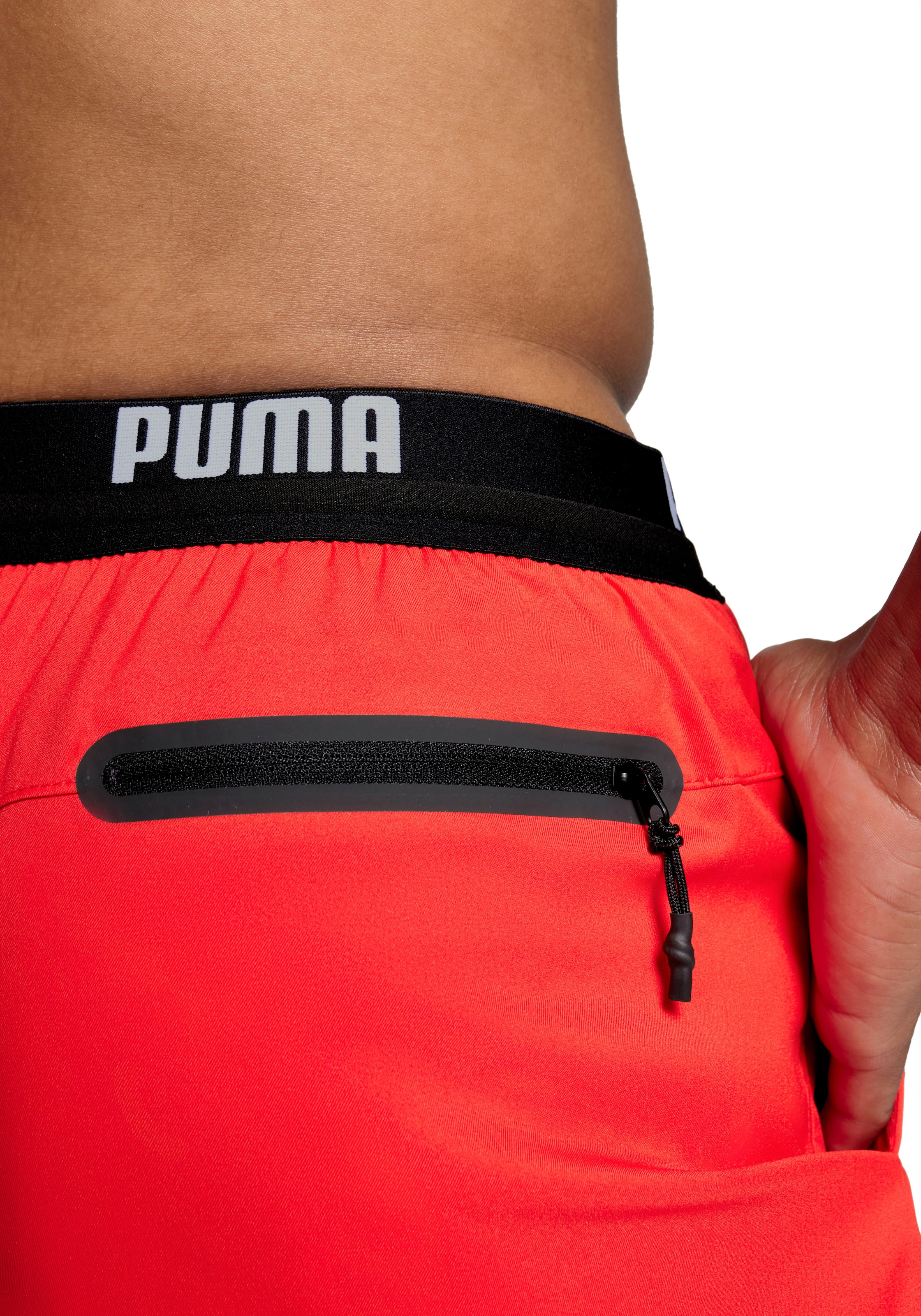 PUMA Badeshorts »PUMA SWIM MEN LOGO SHORT LENGTH SWIM SHORTS«, Seitentaschen, Gesäßtasche mit Reißverschluss, Kordelzug