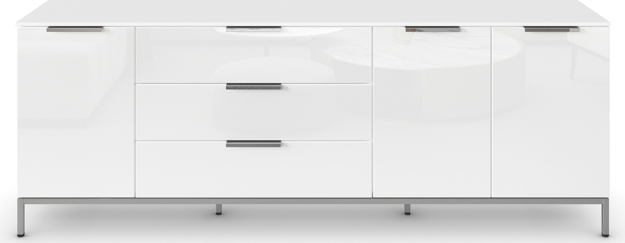 rauch Kombikommode »Kommode Türkommode Sideboard Kombikommode FLIPP mit Glasfront« Breite 200 cm mit 2 Einlegeböden,  3-türig mit 3 Schubladen und Soft-Close-Funktion sowie Glasfront