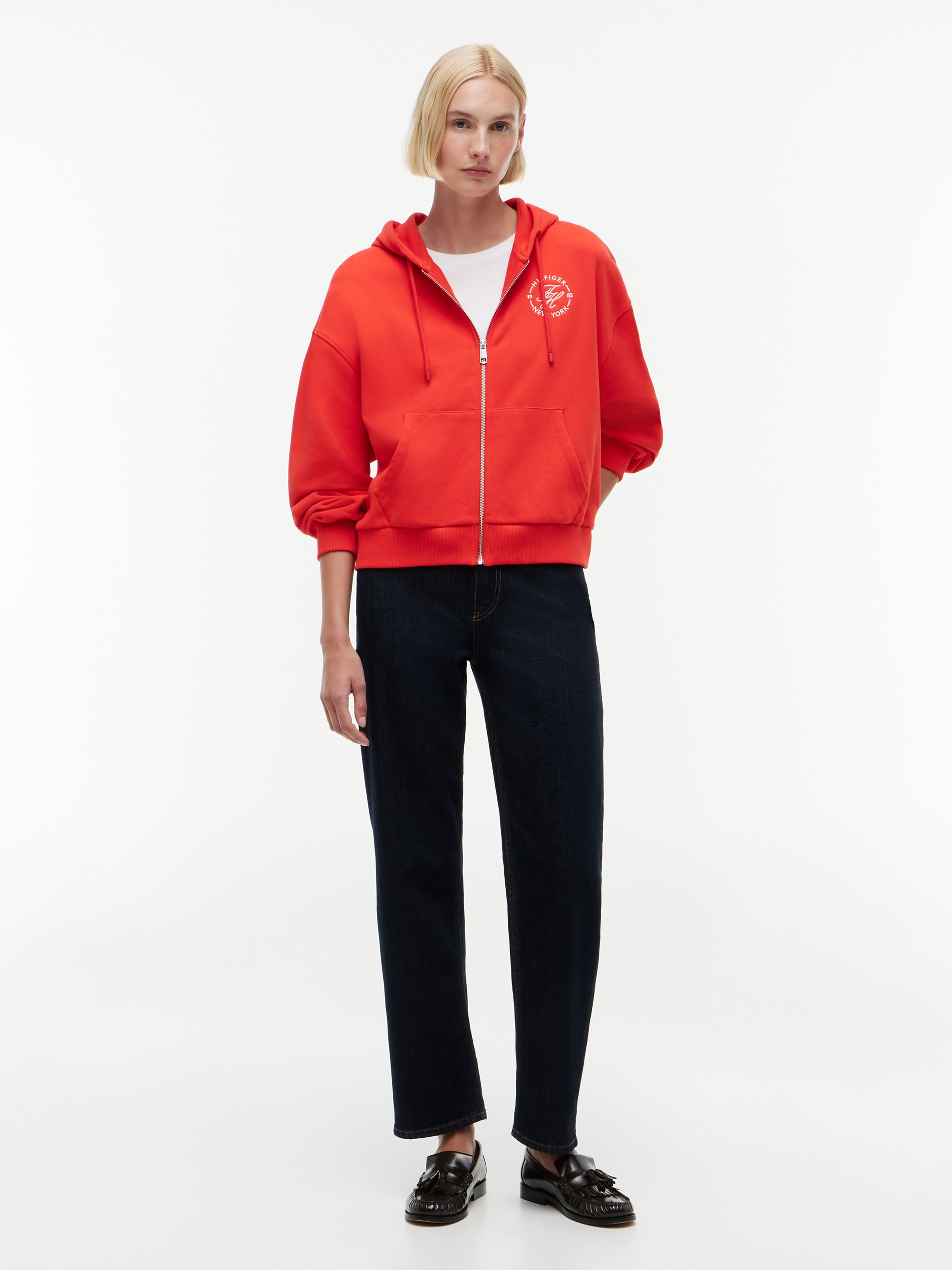 Tommy Hilfiger Kapuzensweatjacke »TH ROUNDAL ZIP-UP HOODIE« Baumwolle, Kapuze, Kängurutaschen