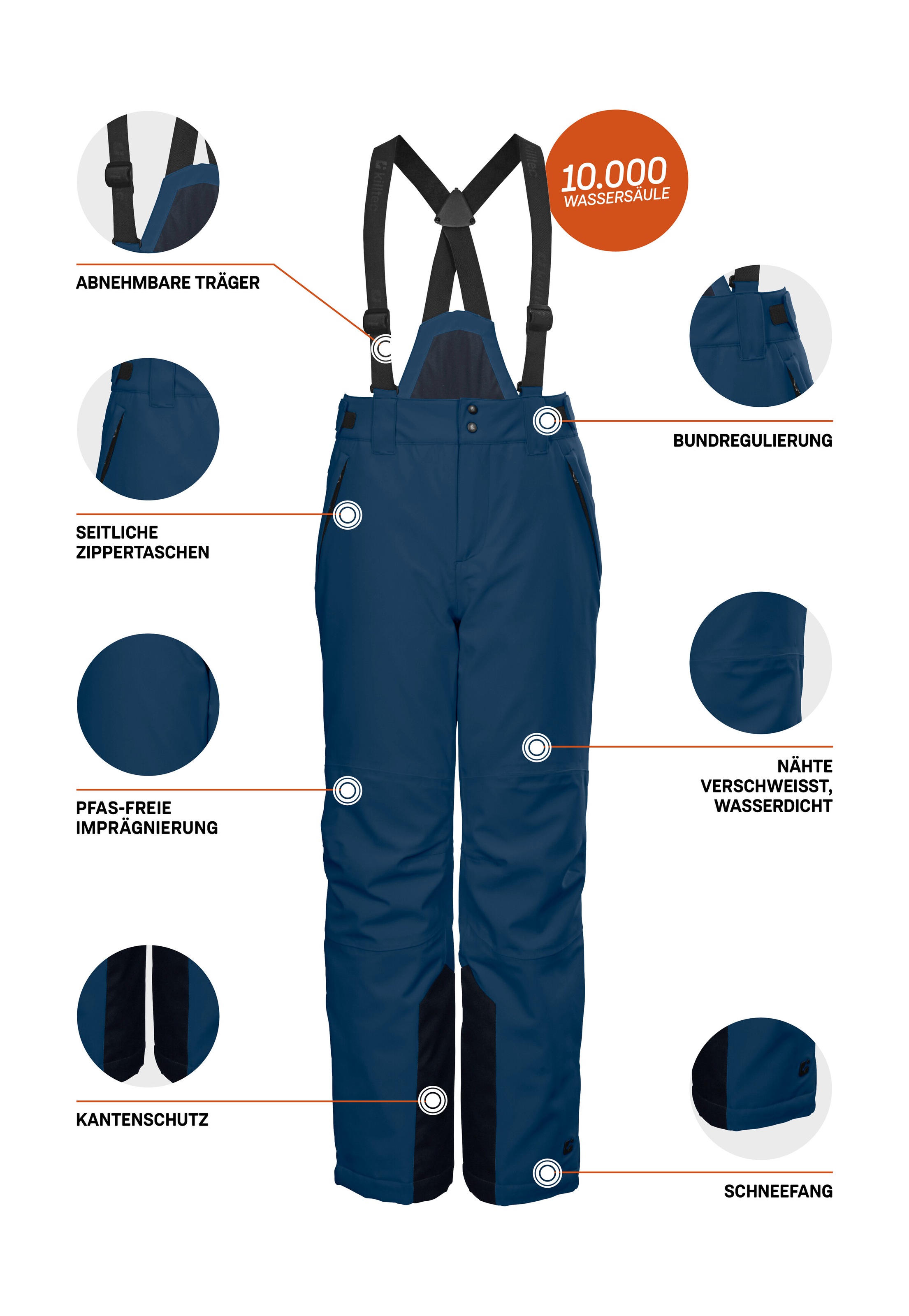 Killtec Skihose »KSW 79 BYS SKI PNTS«  Wasserdichte, atmungsaktive Skihose mit abnehmbarem Latz und Stauraum