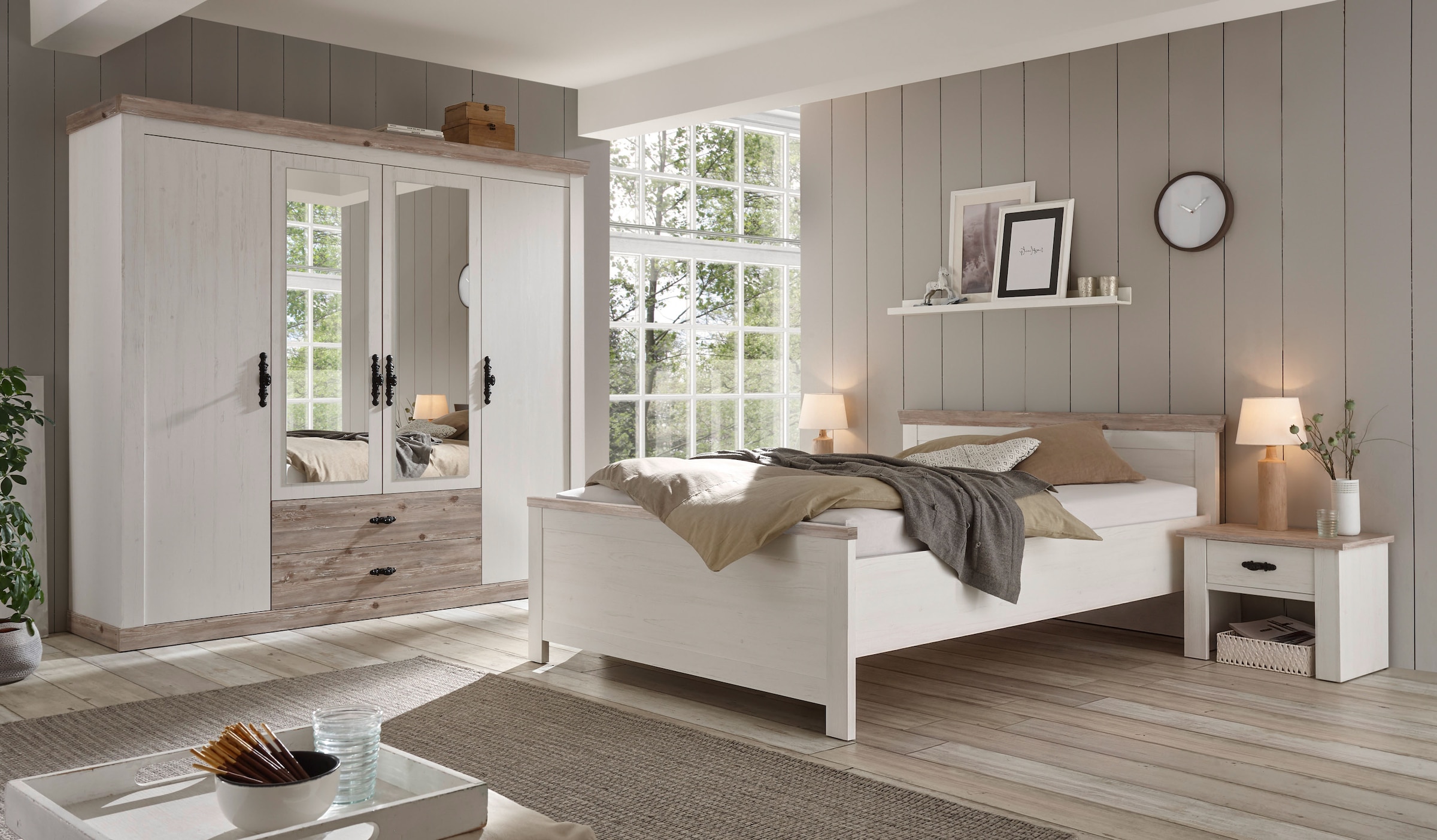 Home affaire Bett »Florenz Doppelbett Landhausstil Bettgestell (100,140 oder 180/200cm)« aus FSC®-zertifiziertem Holzwerkstoff, in 3 Breiten