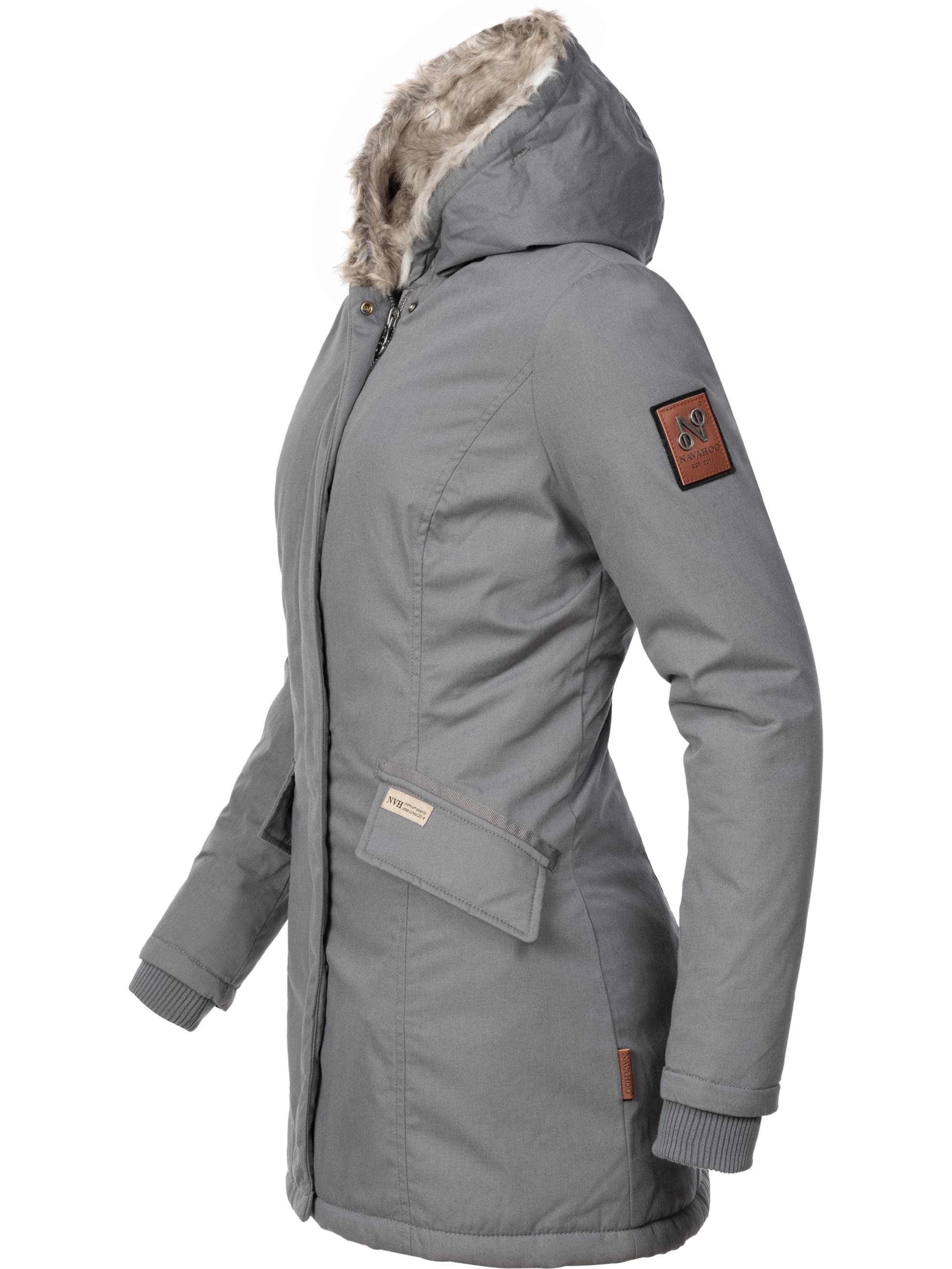 Navahoo Wintermantel »Wintermantel Cristal«, stylischer Damen Winterparka mit Kunstfell-Kapuze