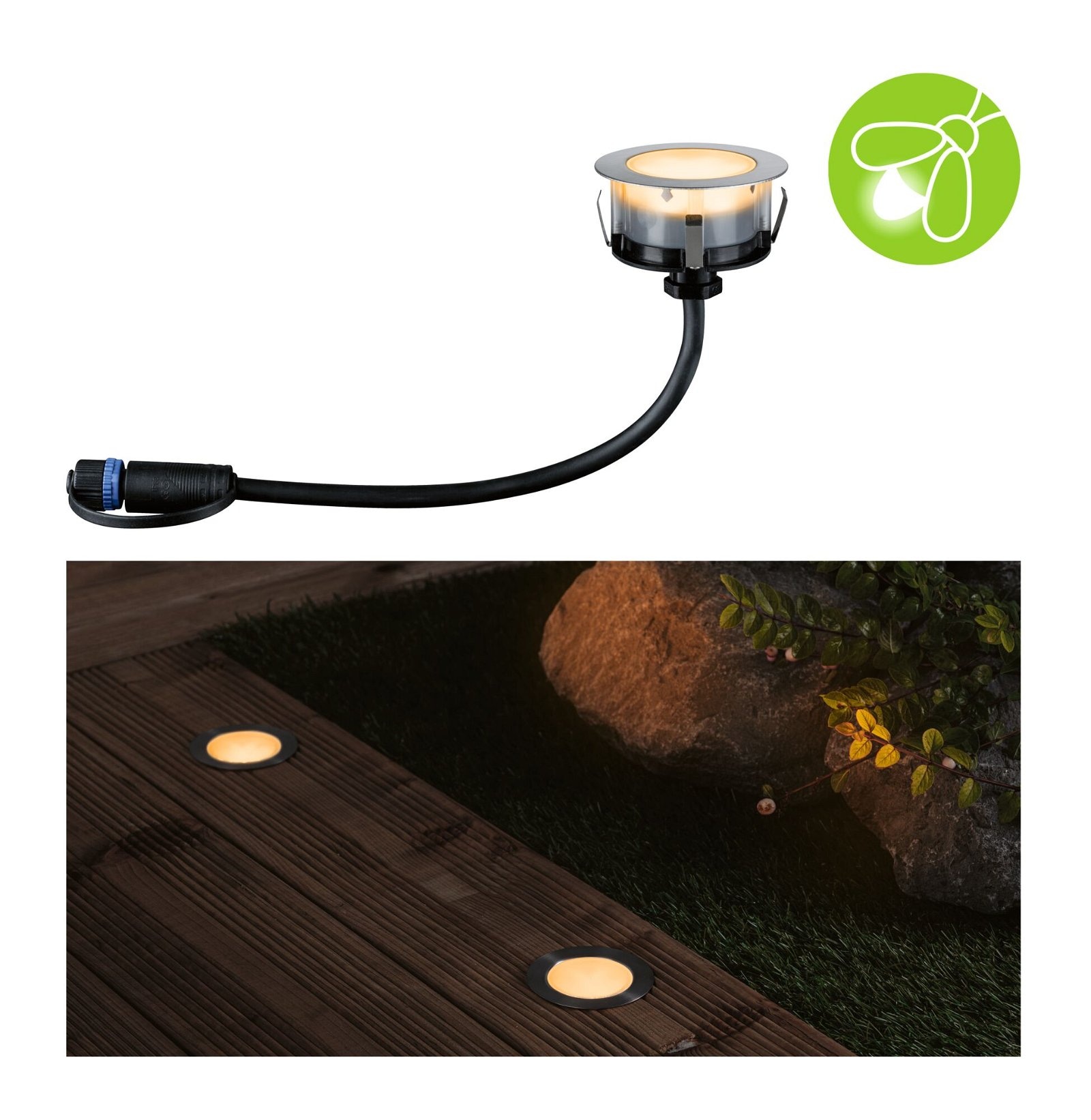 Paulmann LED Einbauleuchte »Plug & Shine Floor Einzelleuchte IP67 2200K 2W Silber«, 1 flammig, Bodeneinbauleuchte, Insektenfreundlich